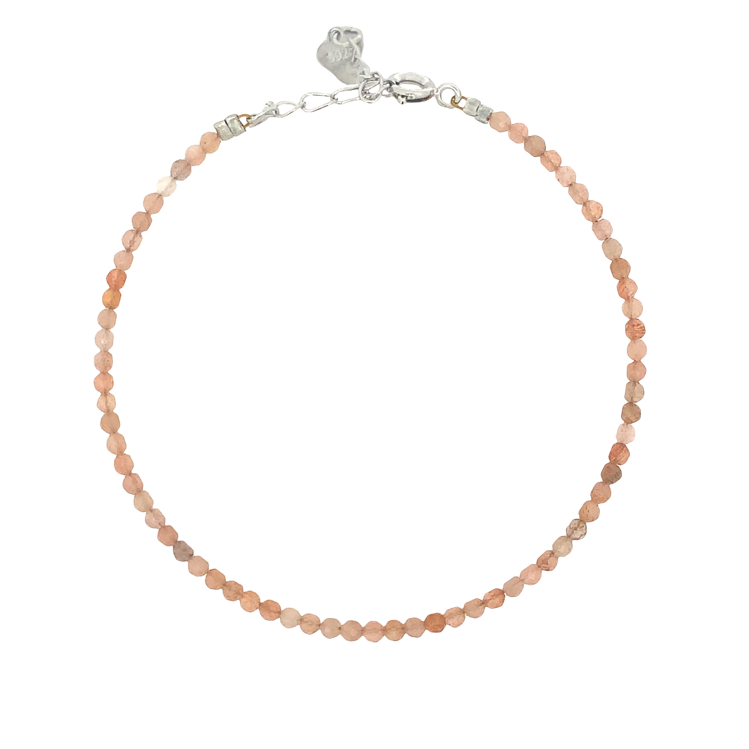 Posrebrzana bransoletka z koralikami i pomarańczowymi kaboszonami z kamienia księżycowego