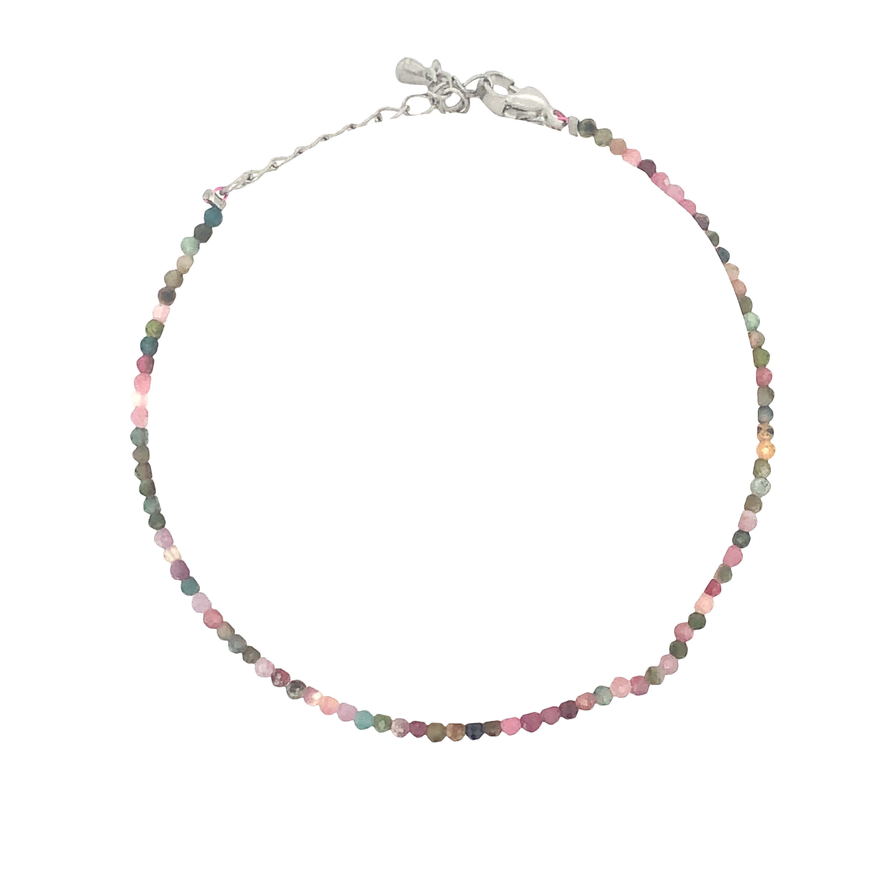 Posrebrzana bransoletka z koralikami i wielokolorowymi turmalinami