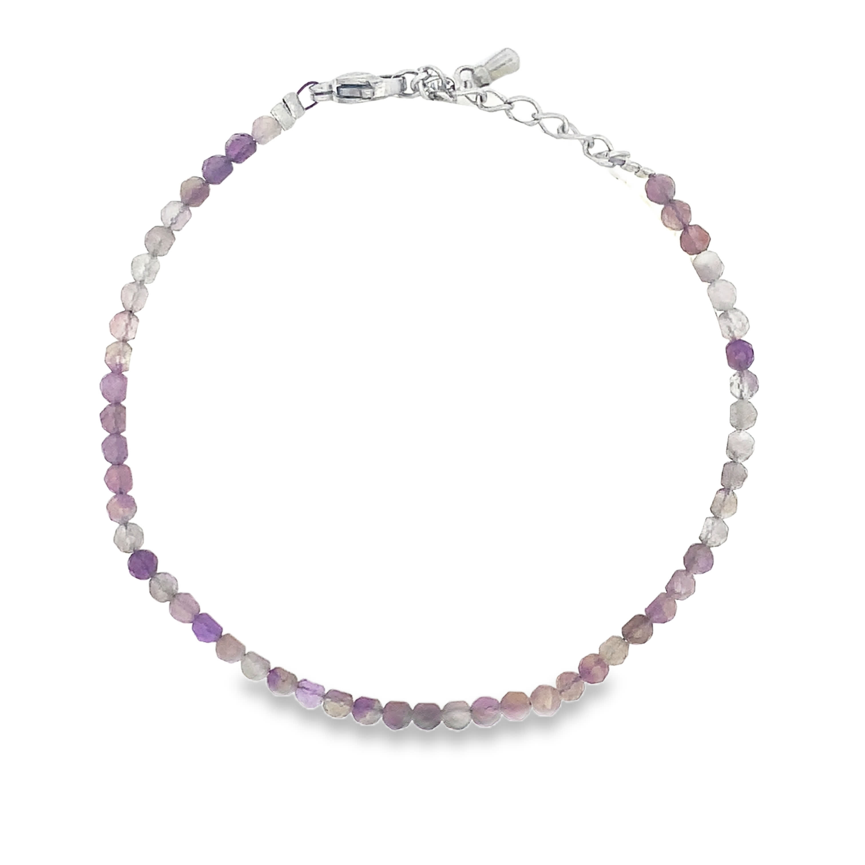 Posrebrzana bransoletka z koralikami i okrągłymi ametystami