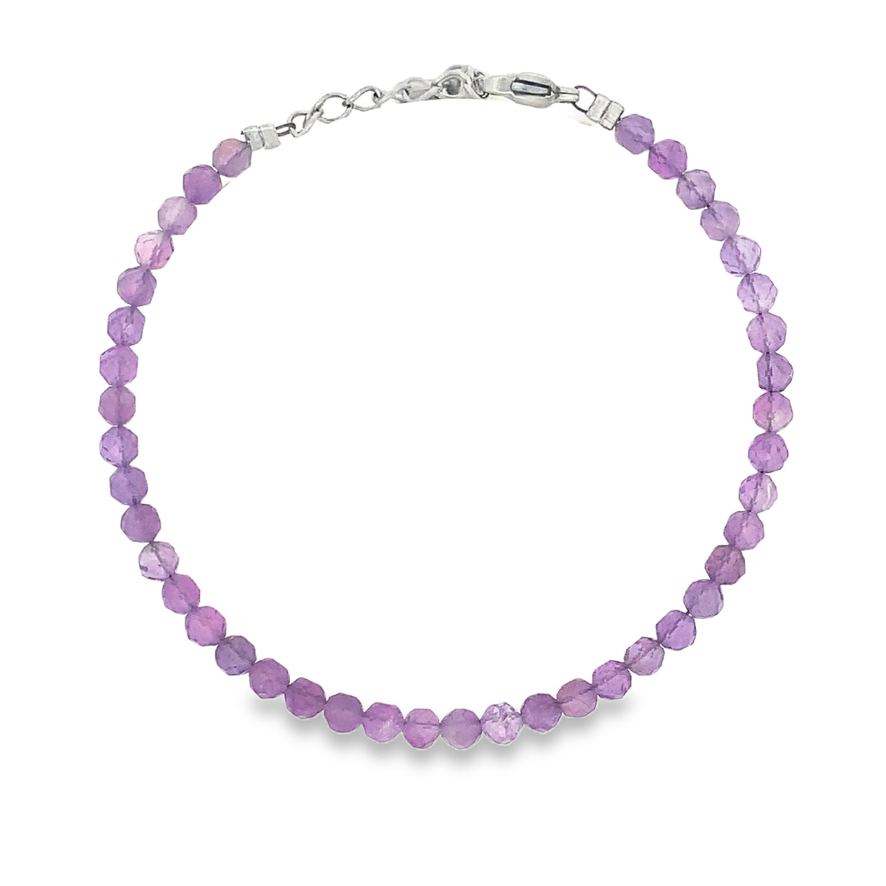 Bransoletka z koralików ze posrebrzanej stali z fioletowymi kaboszonami ametystu