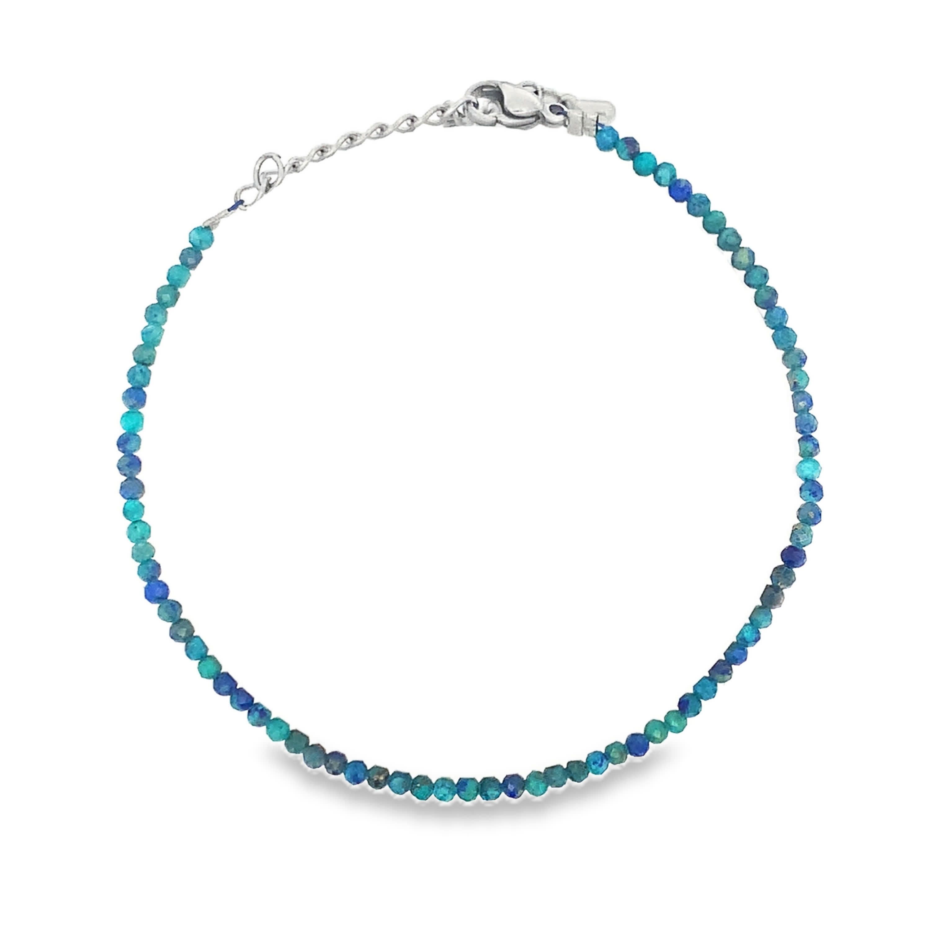 Posrebrzana bransoletka z koralikami i okrągłym turkusem kaboszonowym