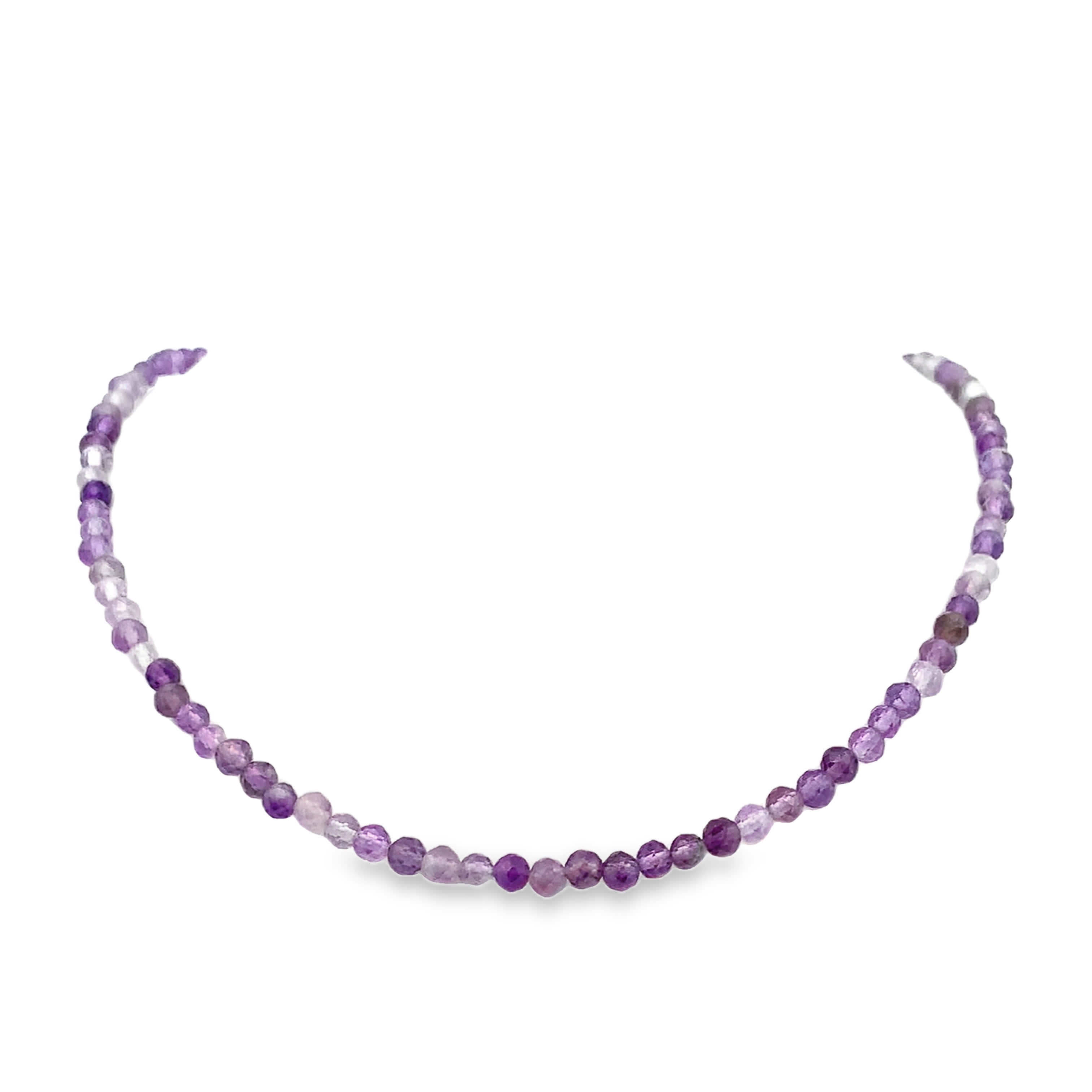 Naszyjnik z okrągłych koralików ametystowych, fioletowy sznur koralików z kamieni szlachetnych