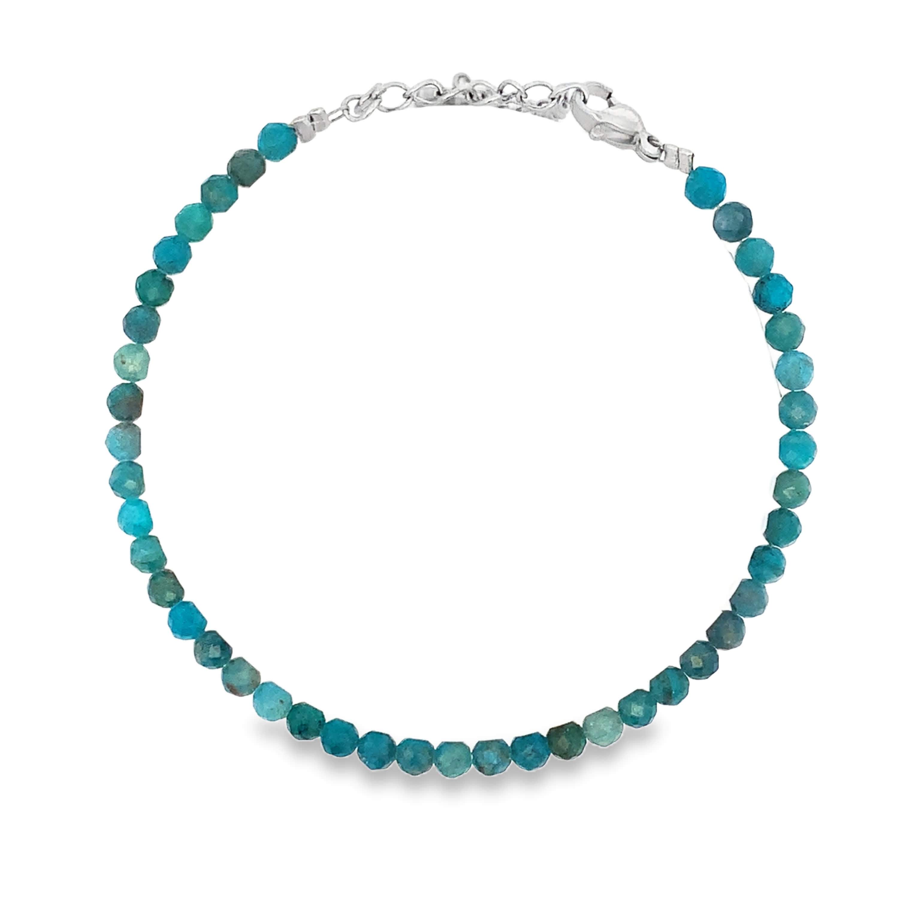 Bransoletka z koralików ze posrebrzanej stali z okrągłymi turkusowymi kamieniami