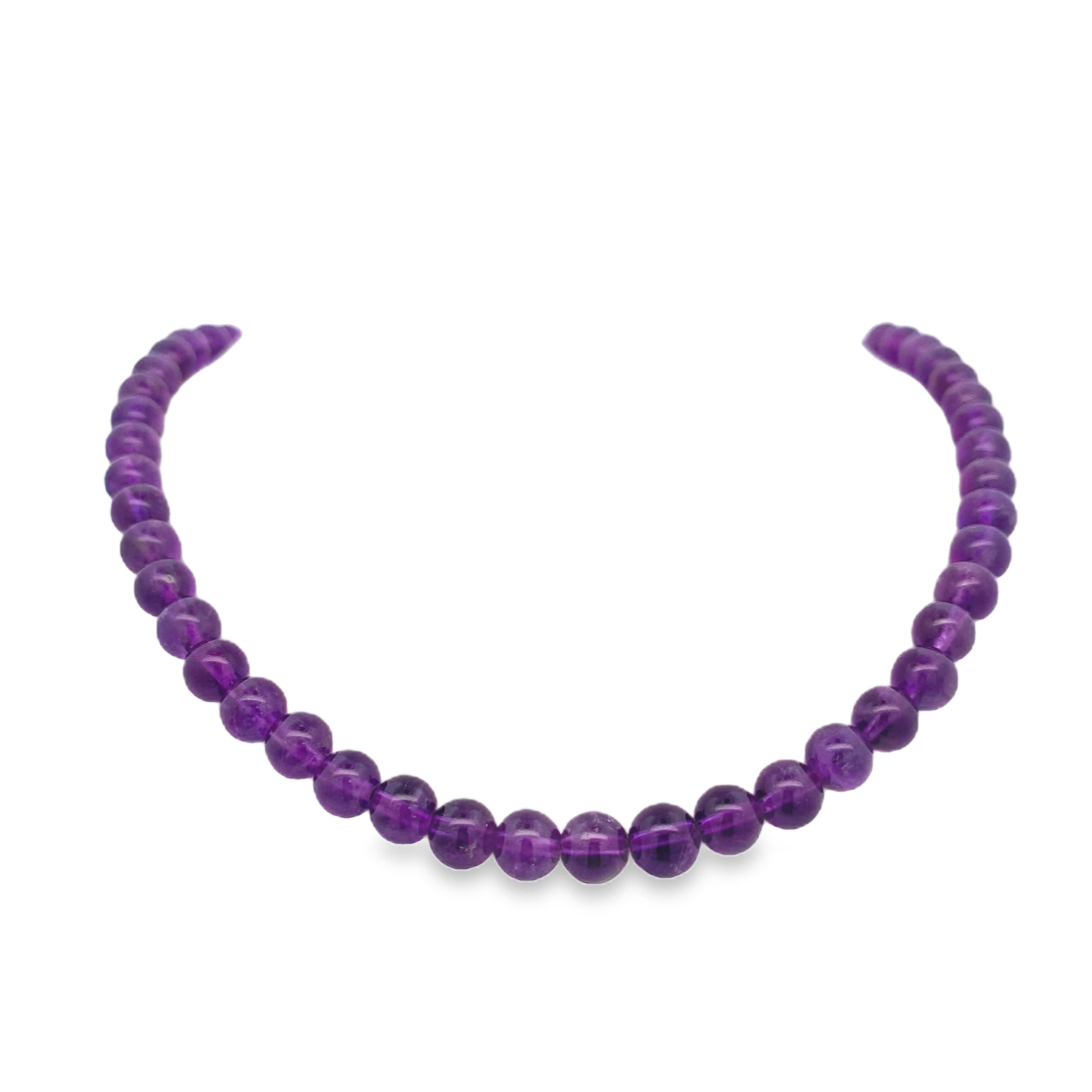 Naszyjnik koralikowy z ametystem i kamieniami o okrągłym szlifie kaboszonowym