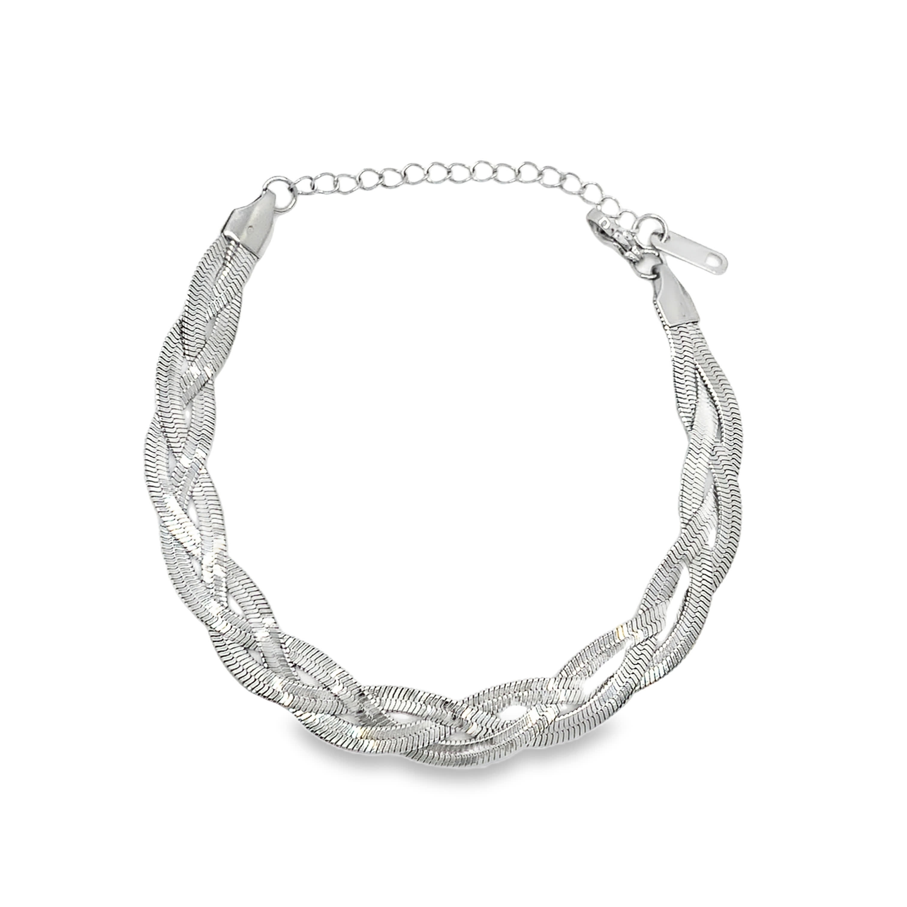 Elegancka posrebrzana pleciona bransoletka