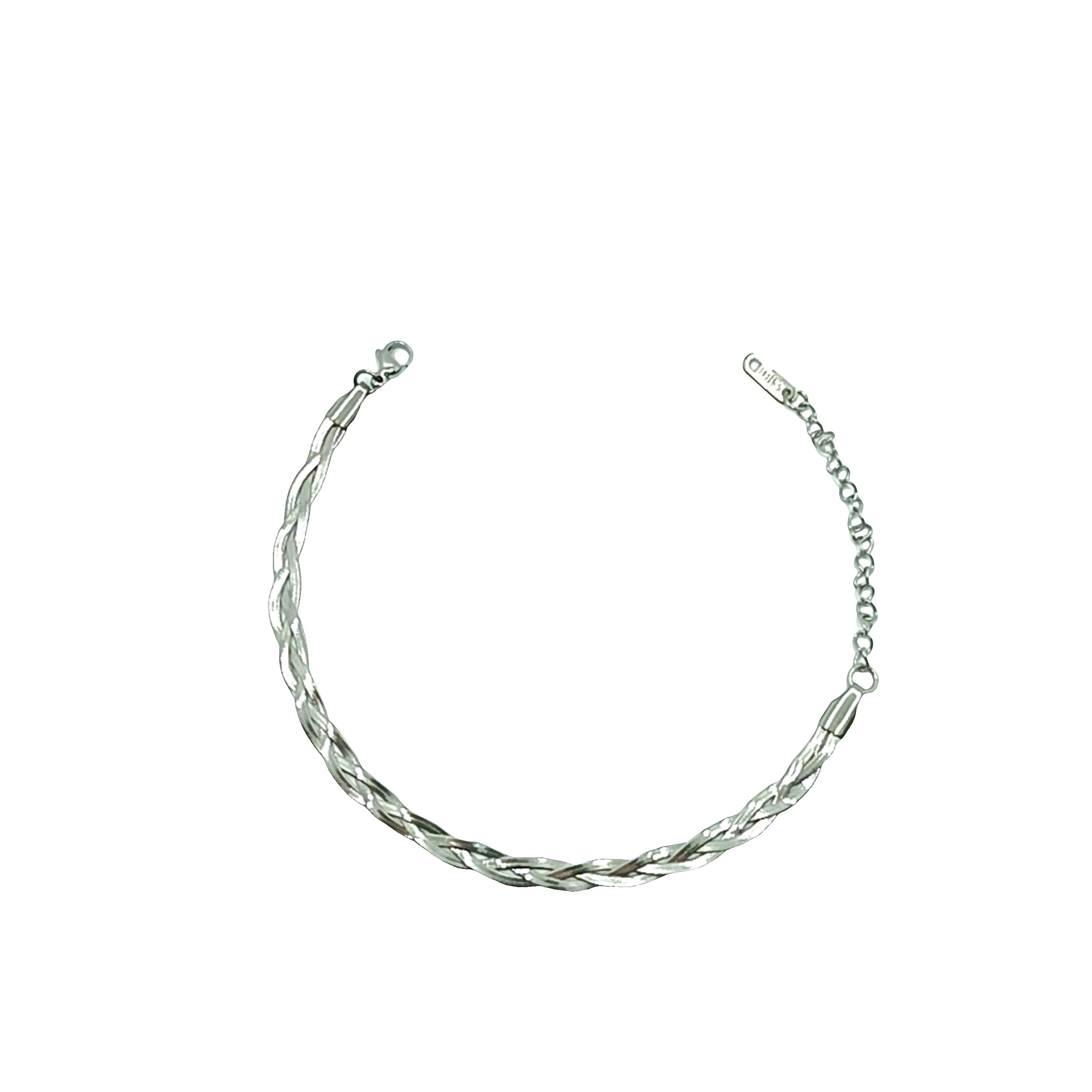 Elegancka posrebrzana pleciona bransoletka