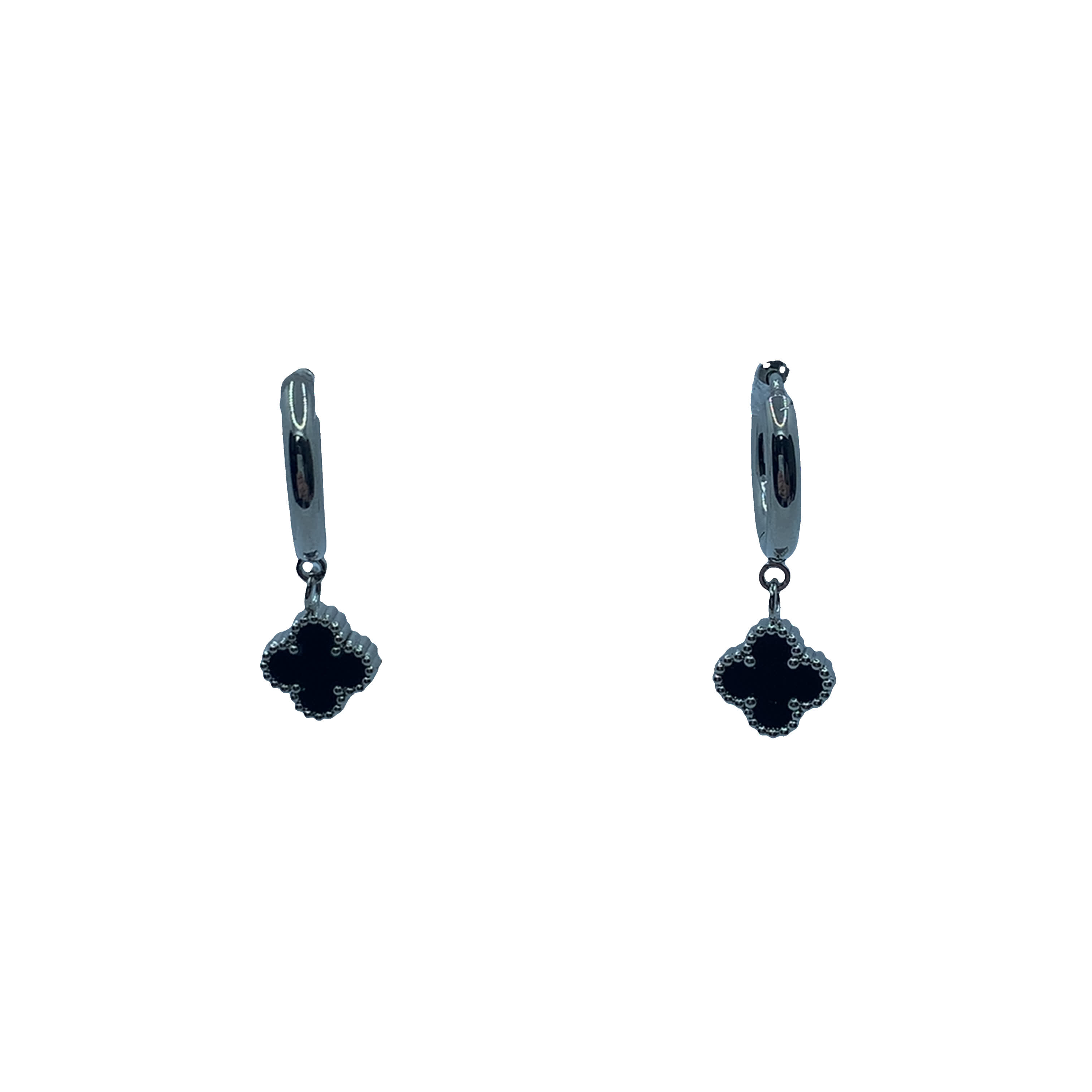 Eleganckie posrebrzane kolczyki z czarnymi akcentami