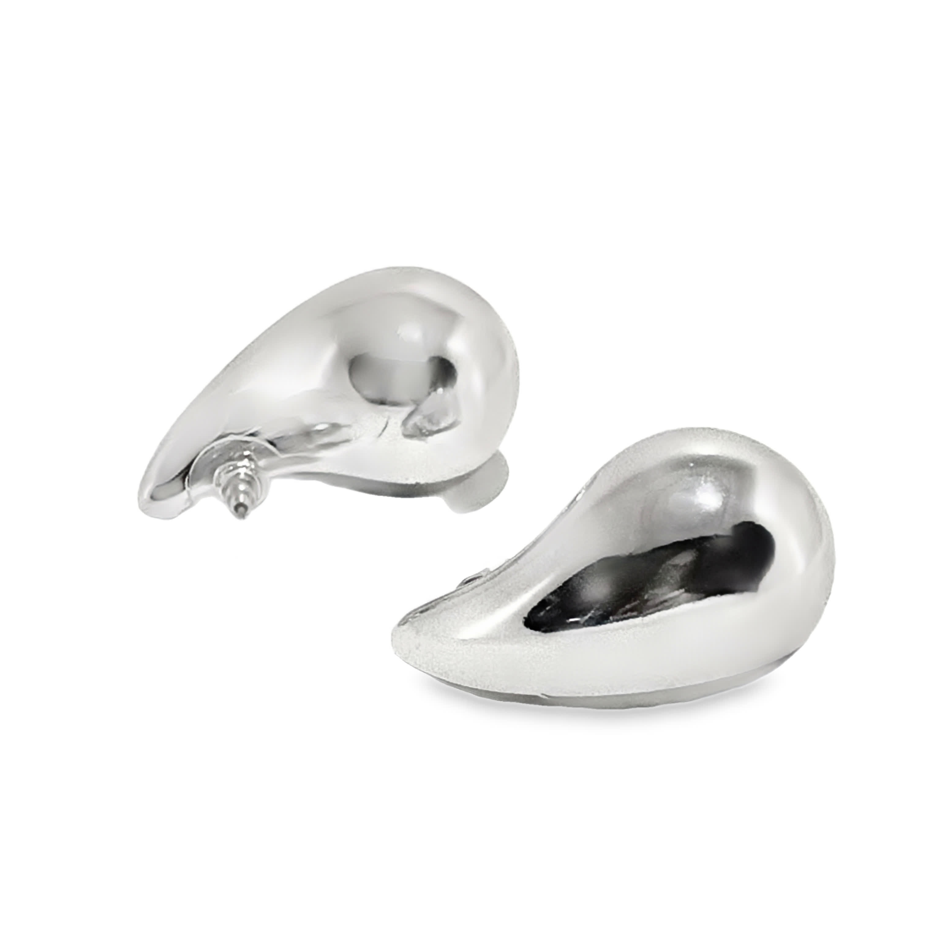 Kolczyki ze posrebrzanej stali w kształcie łezki