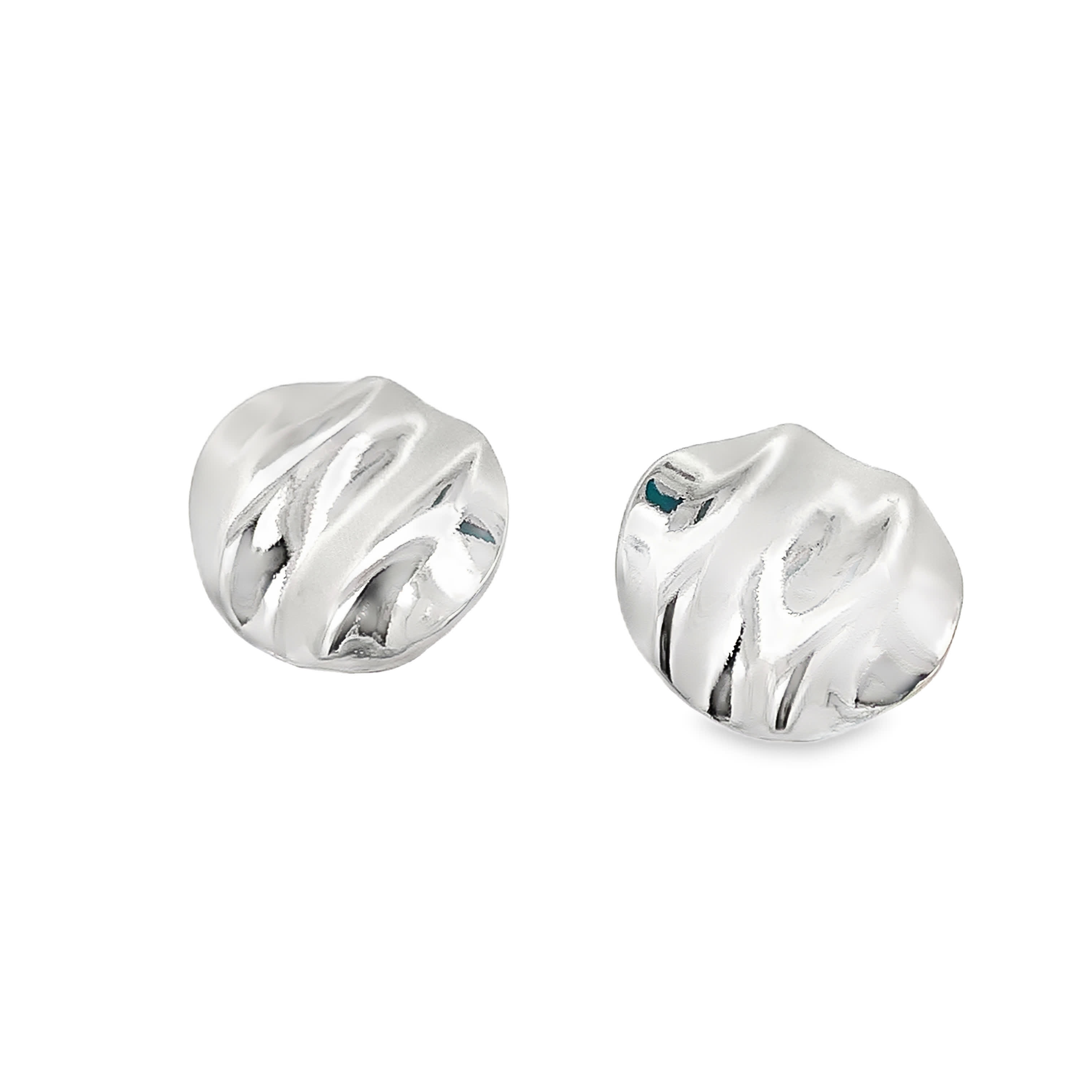 Teksturowane kolczyki w kształcie fali ze posrebrzanej stali