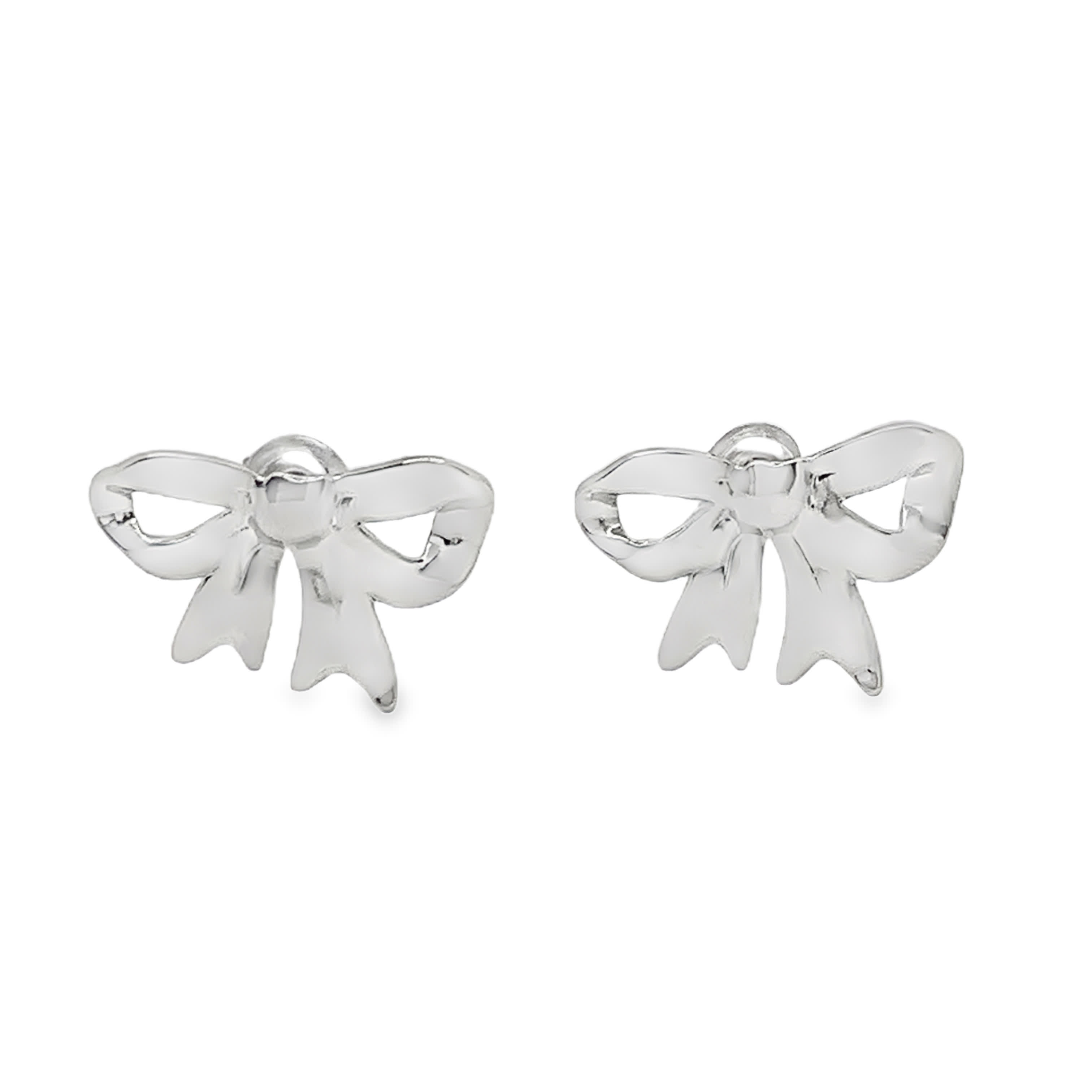 Kolczyki ze posrebrzanej stali z kokardką