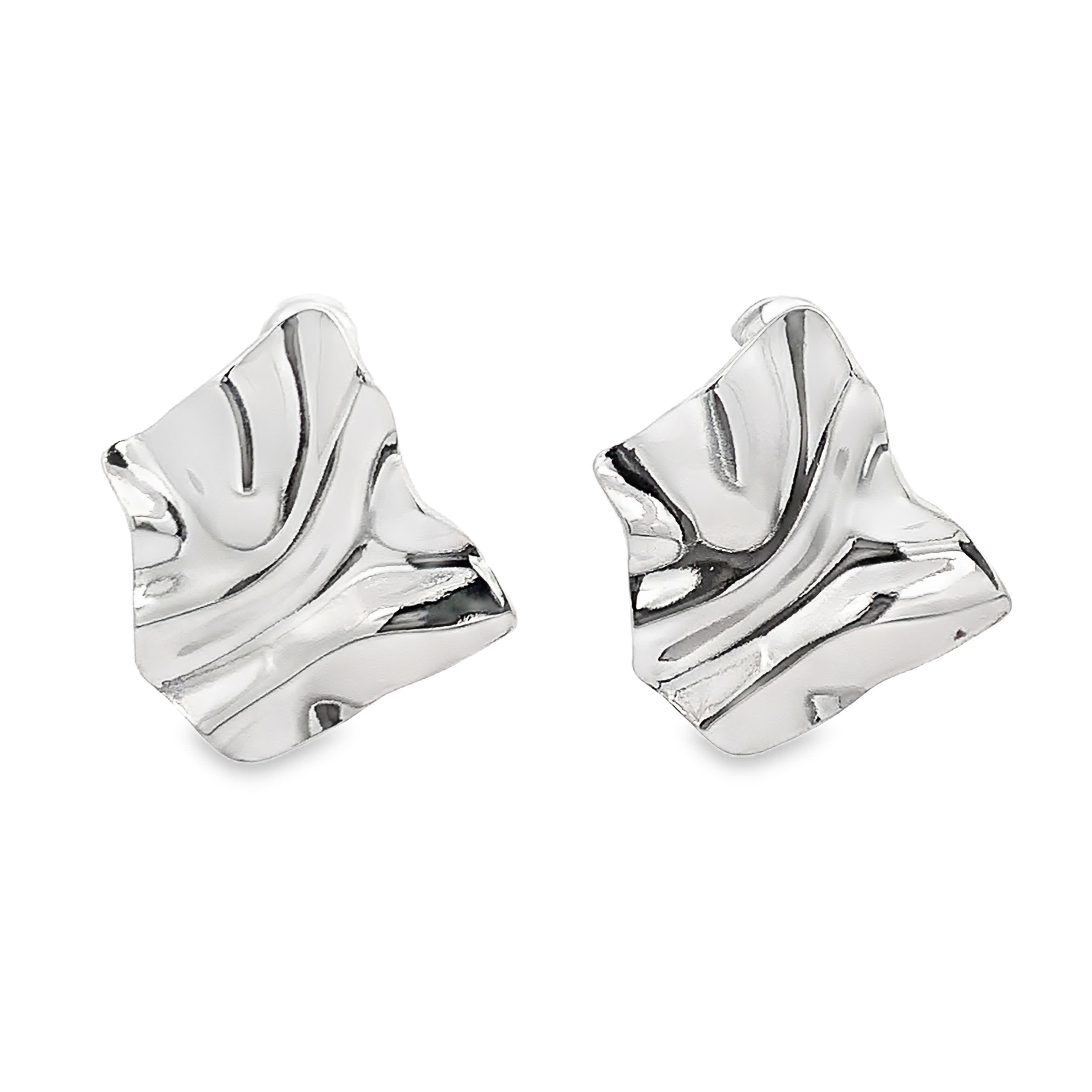 Rzeźbiarskie posrebrzane kolczyki