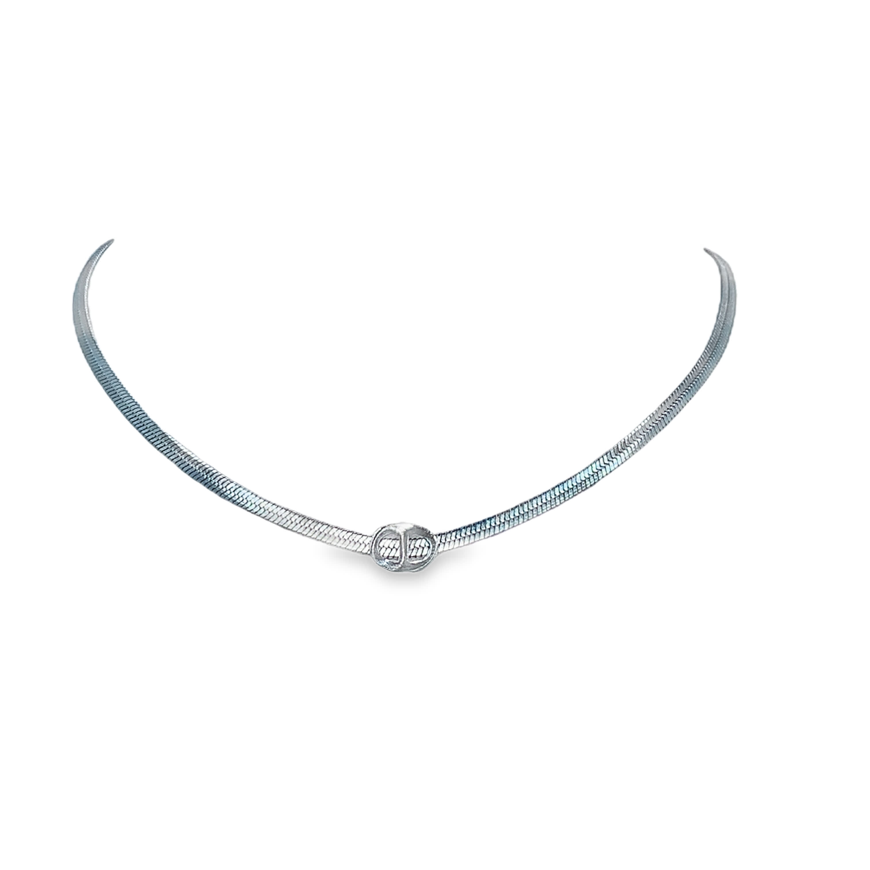 Naszyjnik ze posrebrzanej stali z łańcuszkiem wężowym