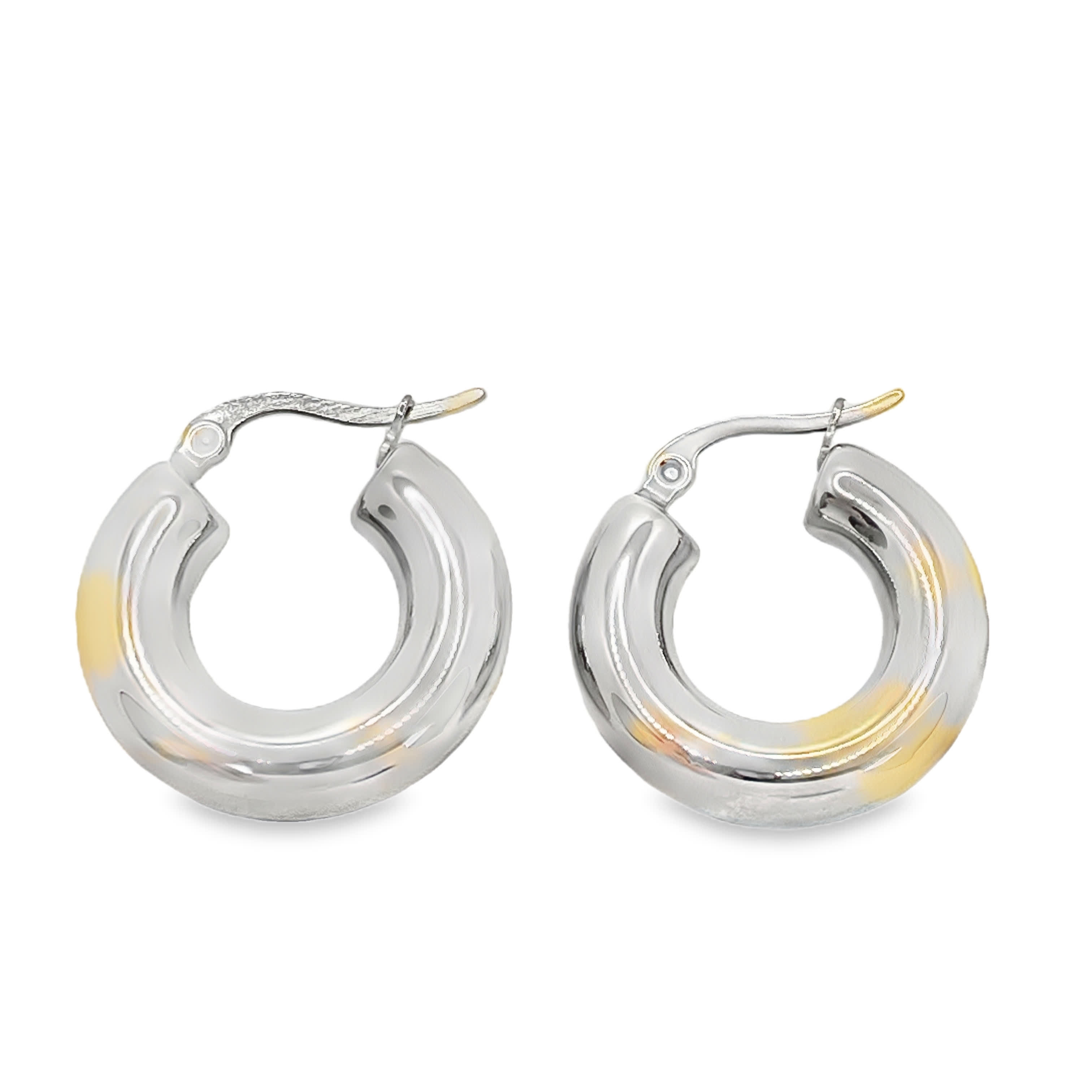 Grube kolczyki koła ze posrebrzanej stali