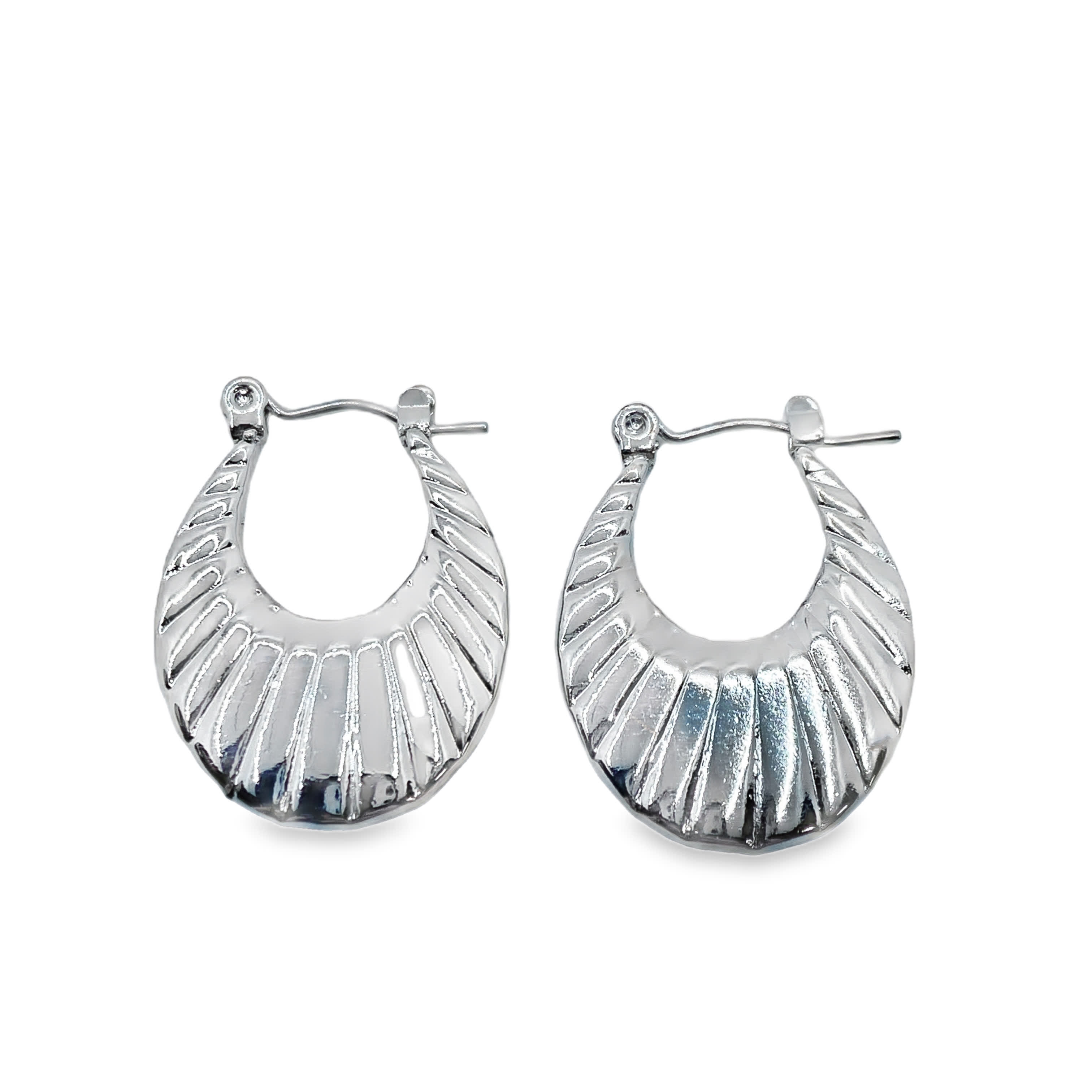 Teksturowane posrebrzane kolczyki koła