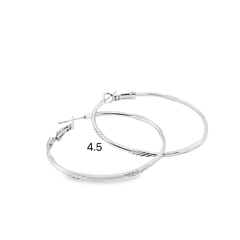 Posrebrzane kolczyki koła ze skręconymi kółkami