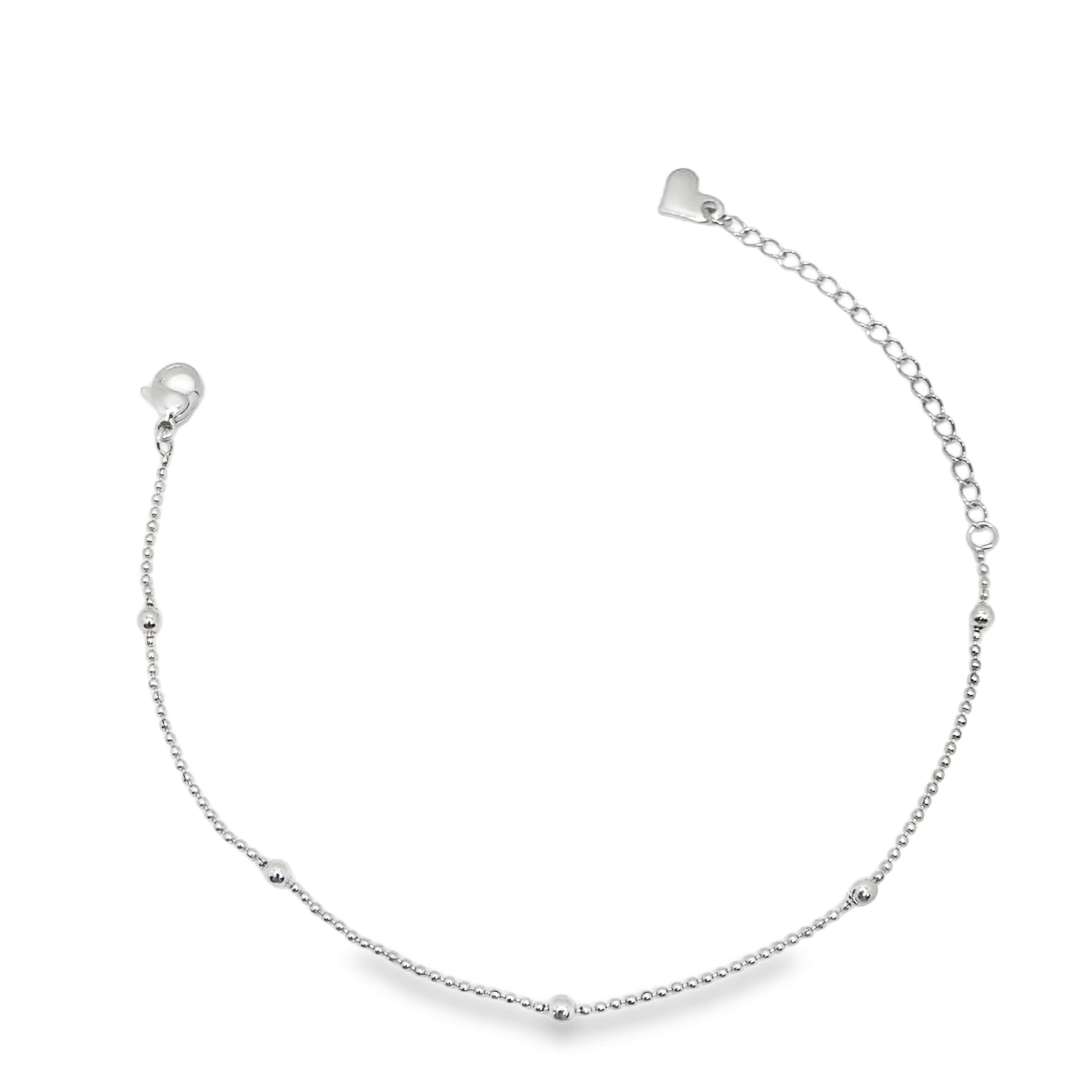 Delikatna bransoletka z łańcuszkiem z posrebrzanych koralików