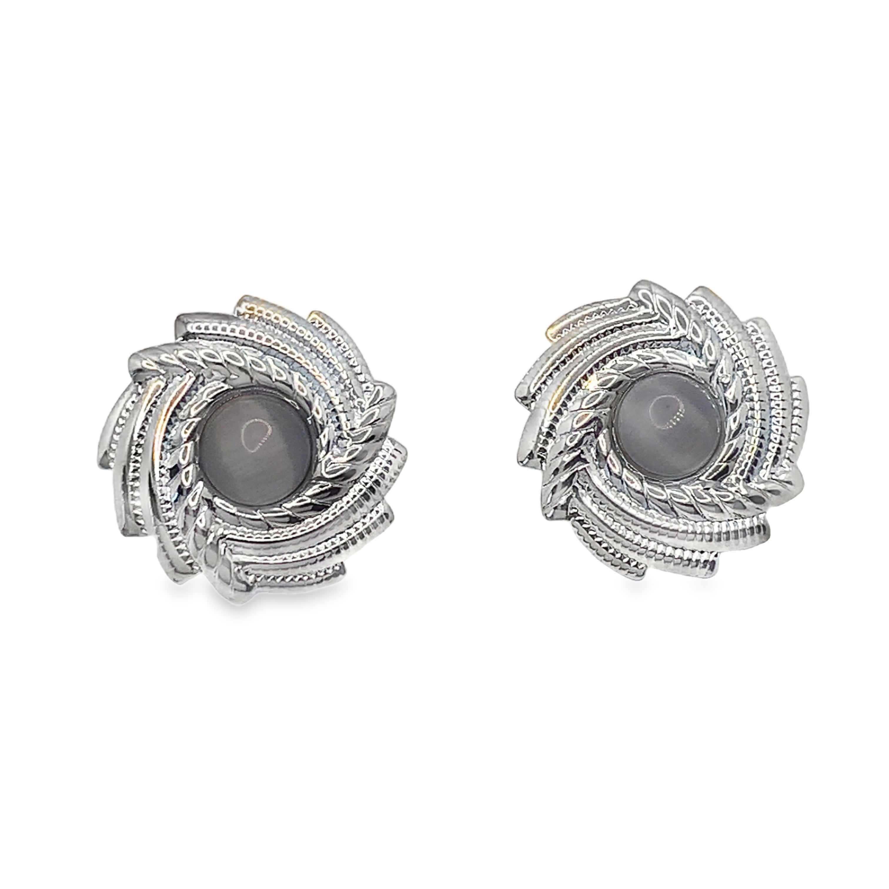 Posrebrzane kolczyki z kwarcem kaboszonowym