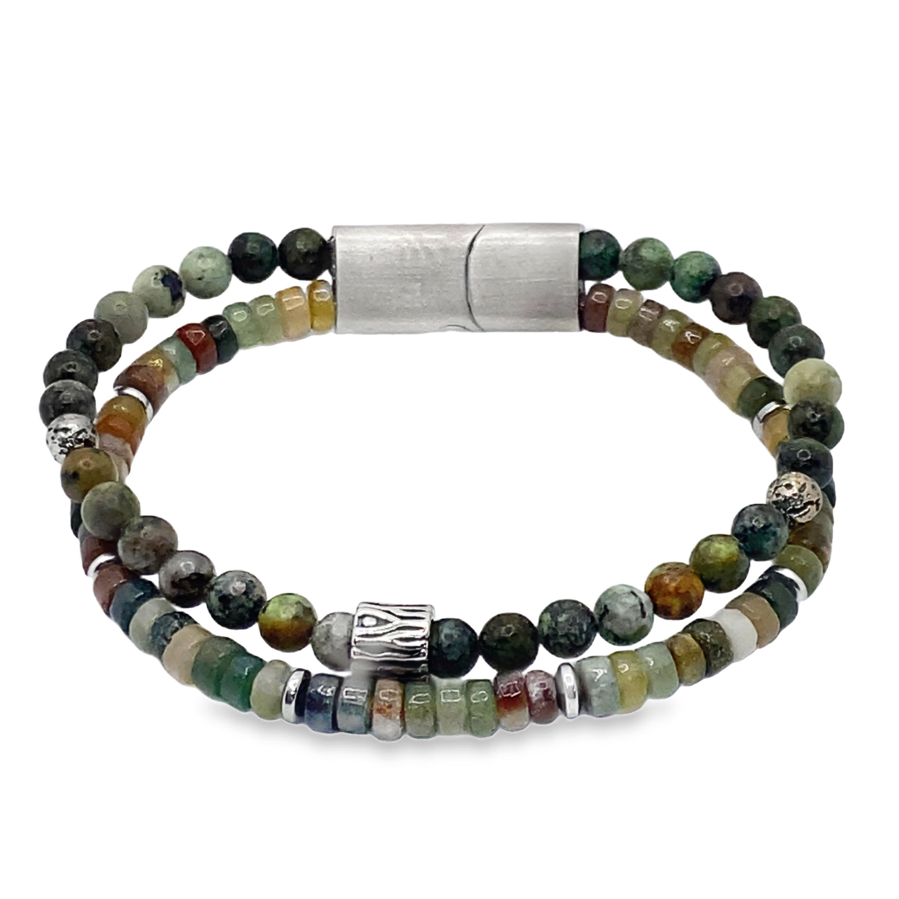 Zestaw bransoletek z koralików z kamieni ziemistych