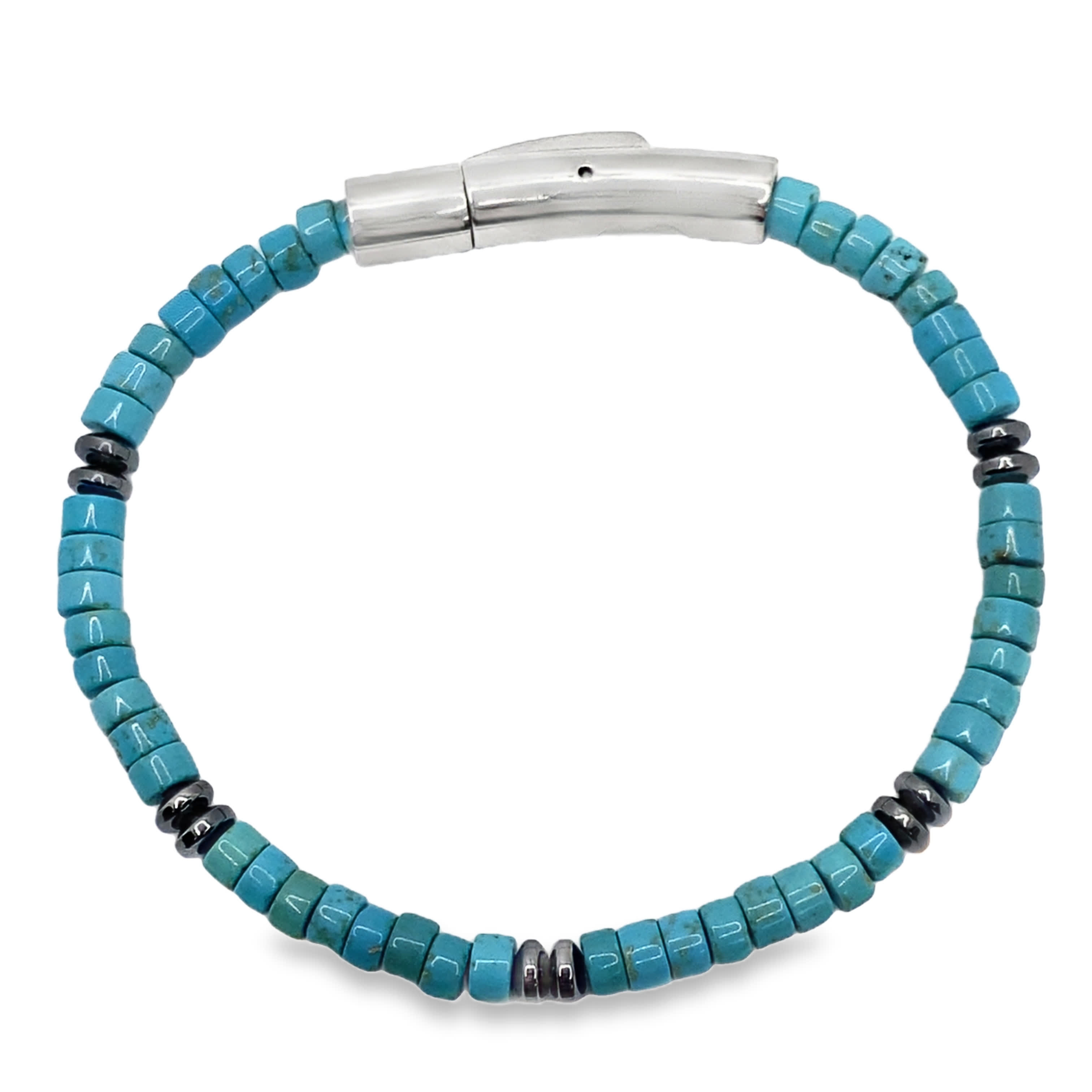 Bransoletka z koralików z kaboszonami z turkusu