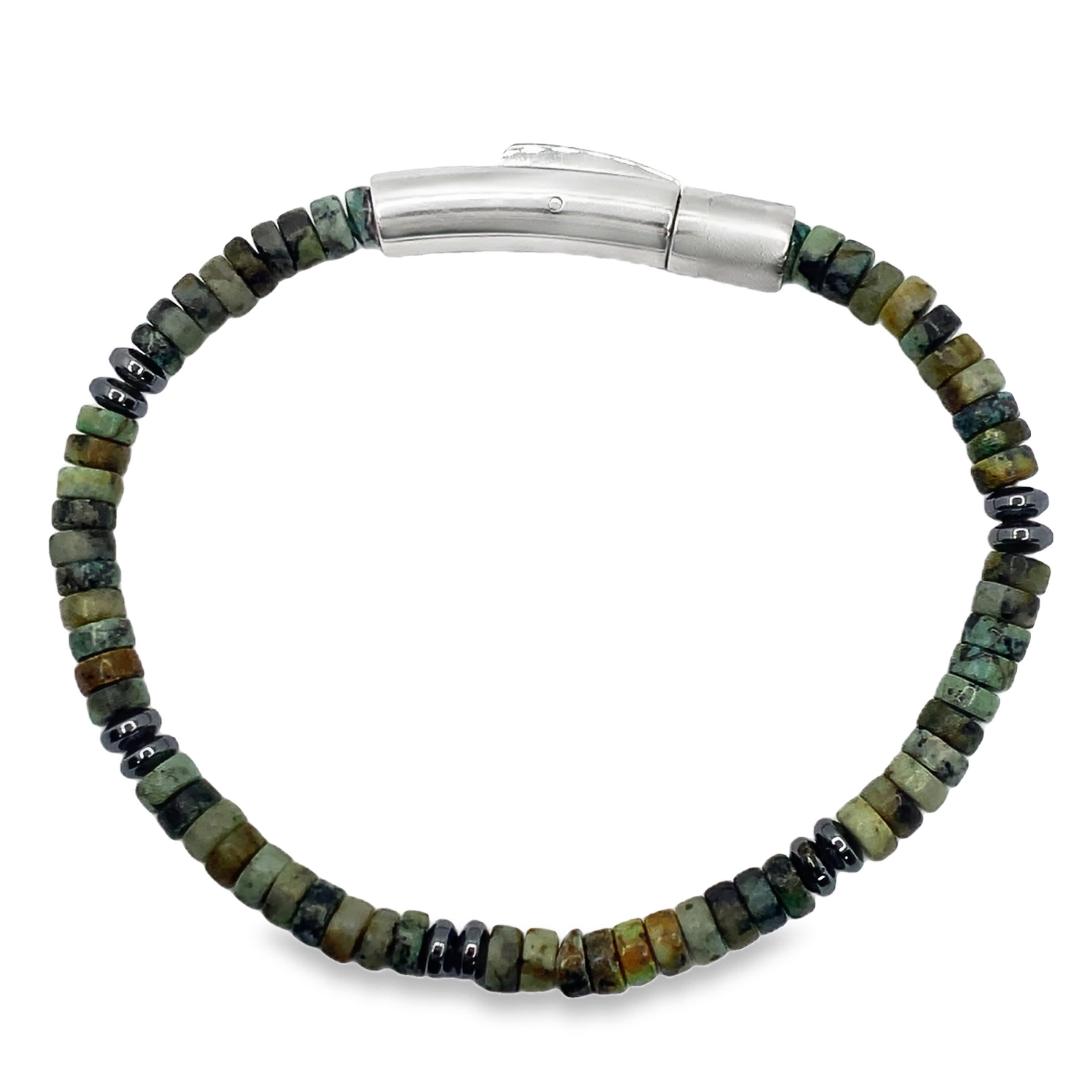 Bransoletka z koralików z okrągłym kaboszonem turkusowym