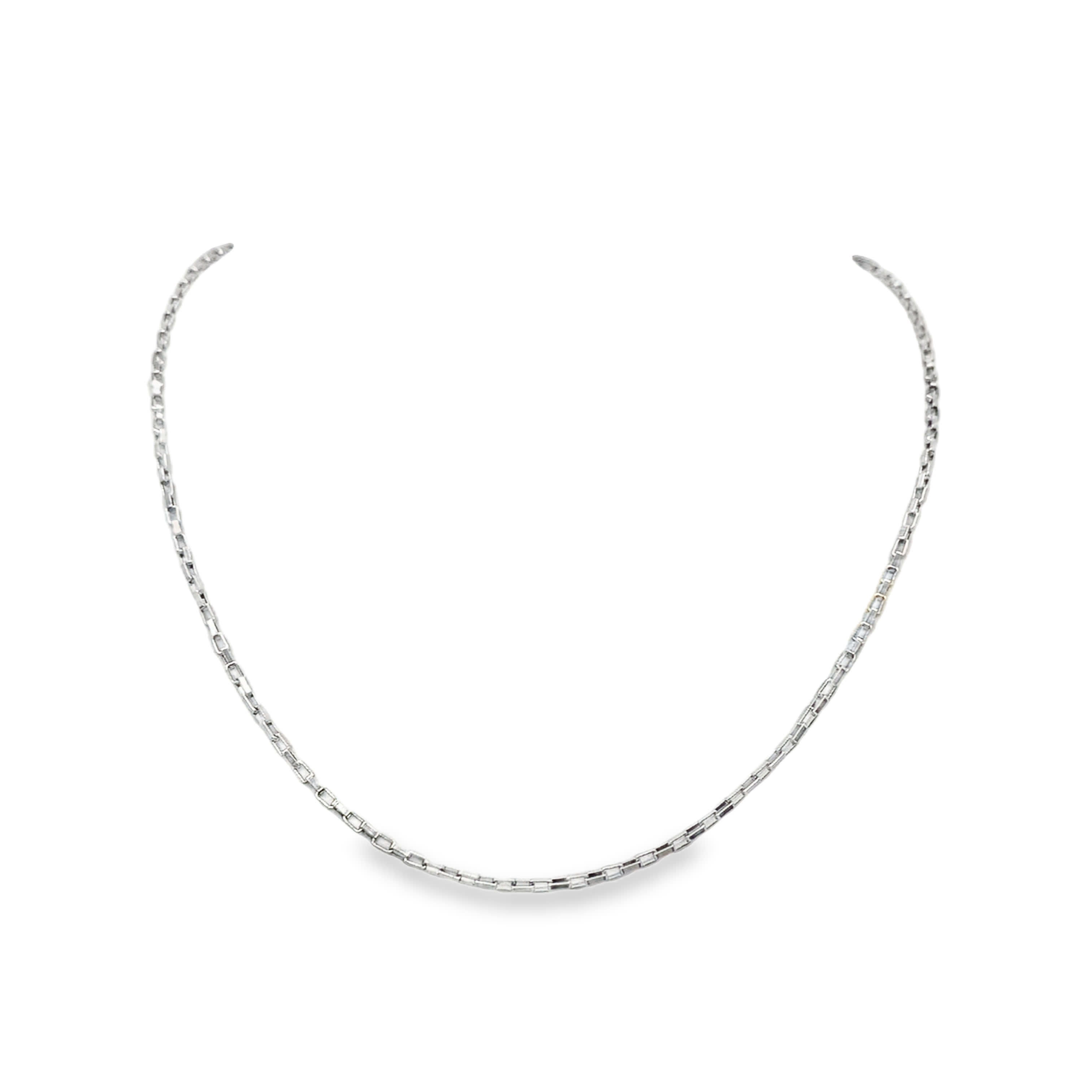 Naszyjnik z łańcuszkiem z cienkich ogniw ze posrebrzanej stali