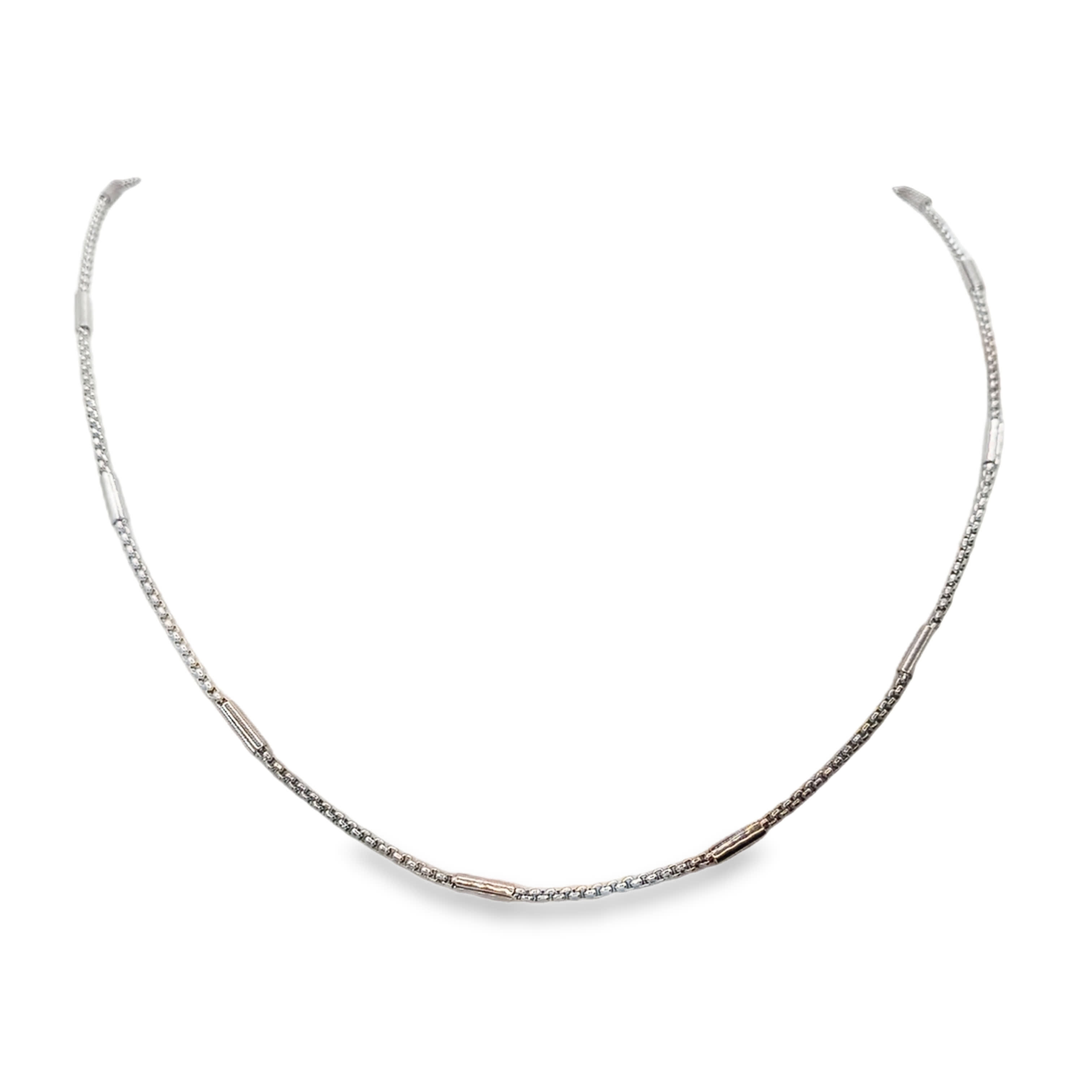 Naszyjnik z łańcuszkiem z cienkich ogniw ze posrebrzanej stali