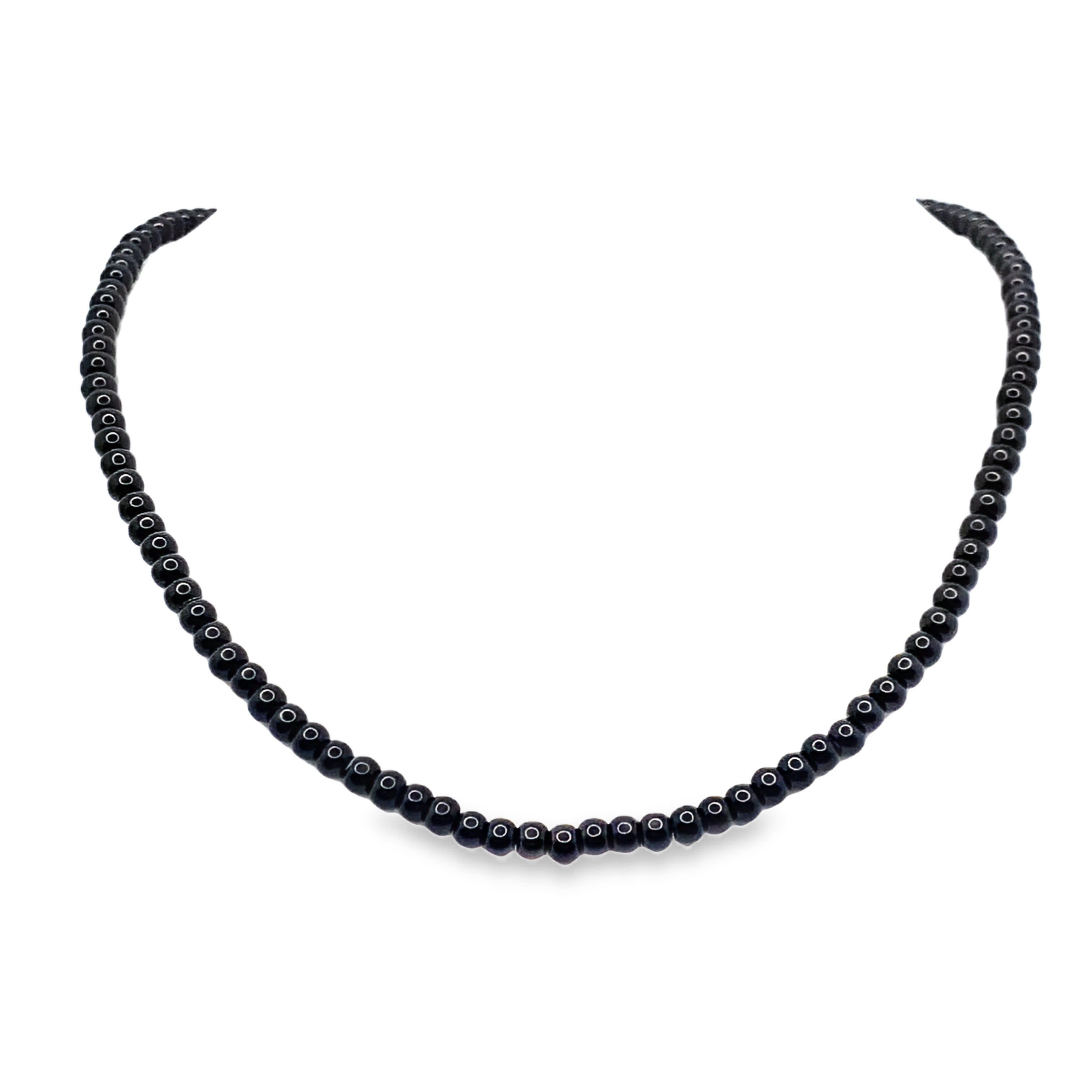 Naszyjnik z okrągłych koralików onyksowych