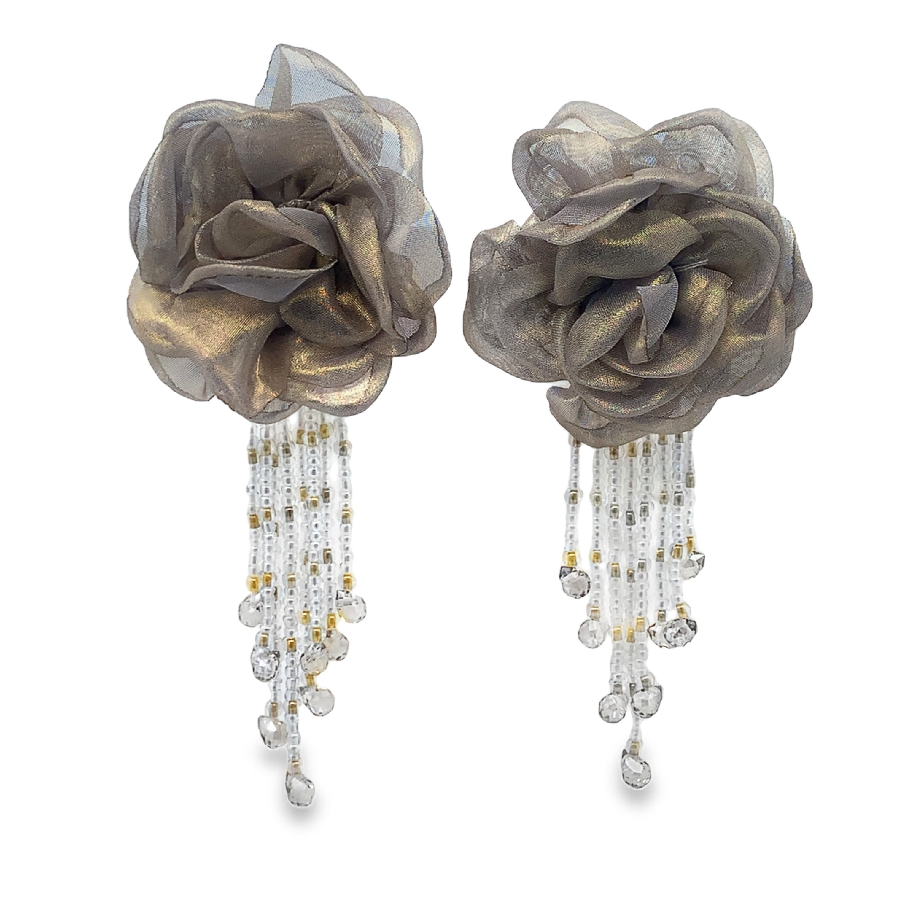 Eleganckie wiszące kolczyki ze złoconej stali z kryształowymi koralikami