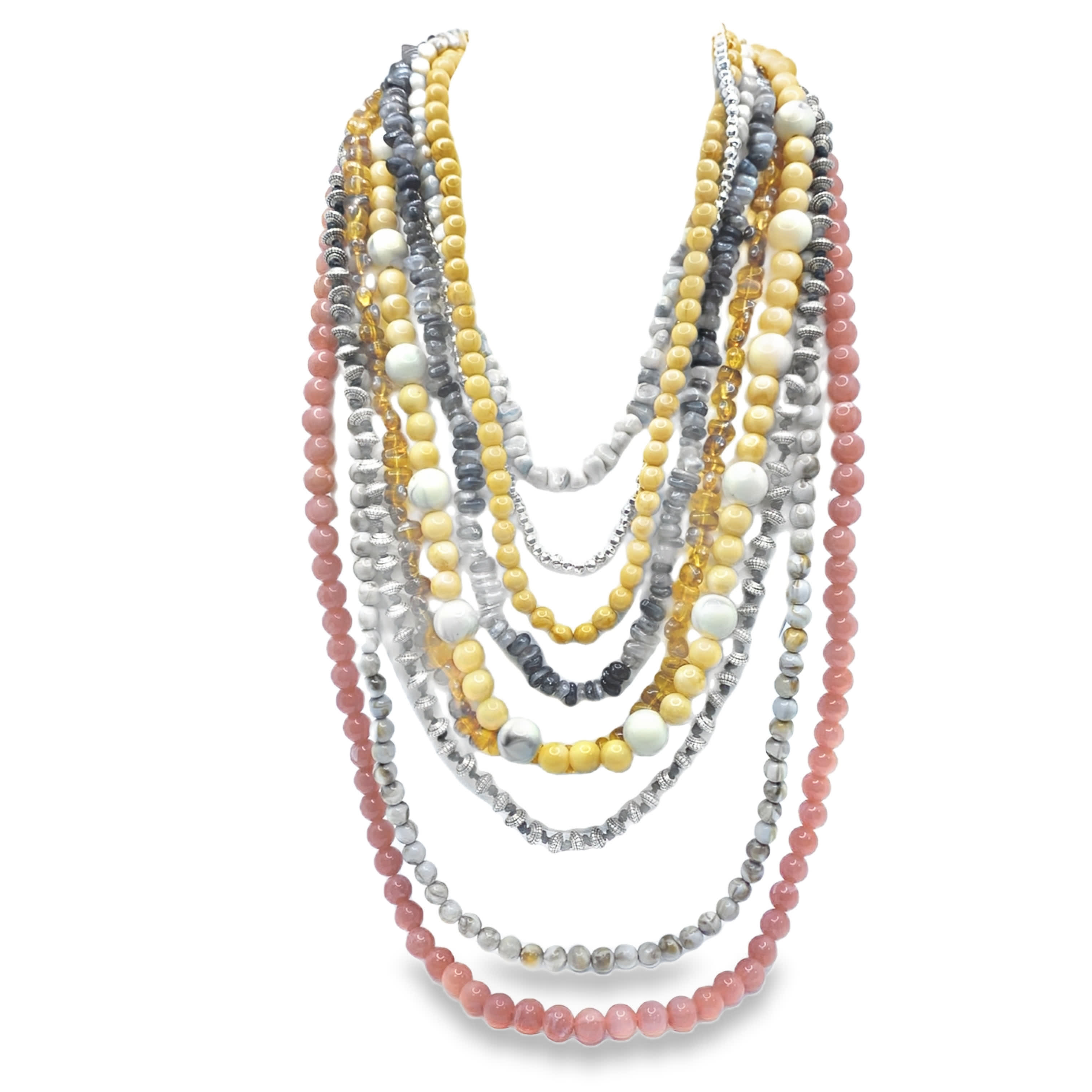 Zestaw naszyjników z koralików wielopasmowych, biżuteria w stylu boho chic