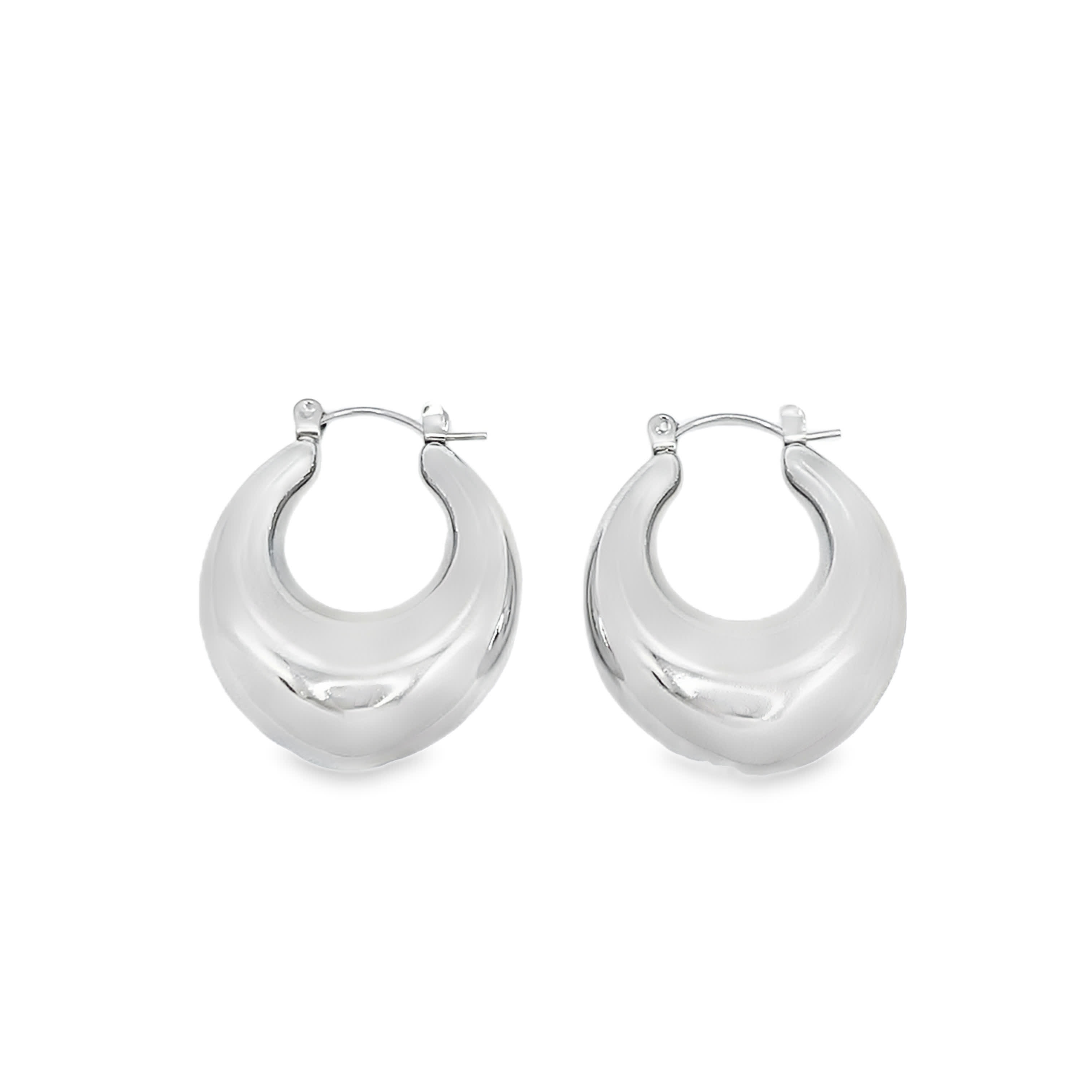 Eleganckie srebrne kolczyki koła w wykończeniu z białego złota