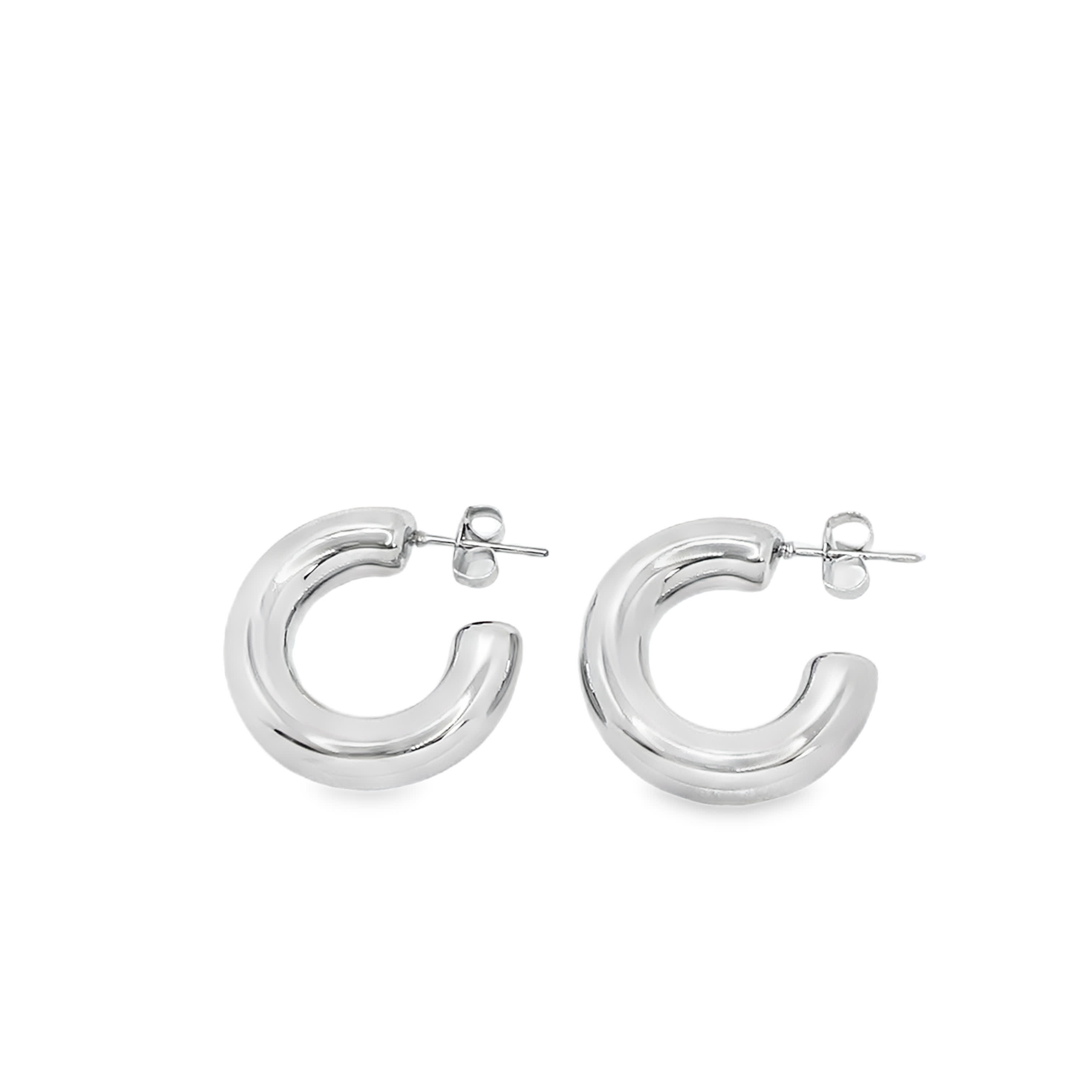 Grube kolczyki koła z białego złota w srebrze