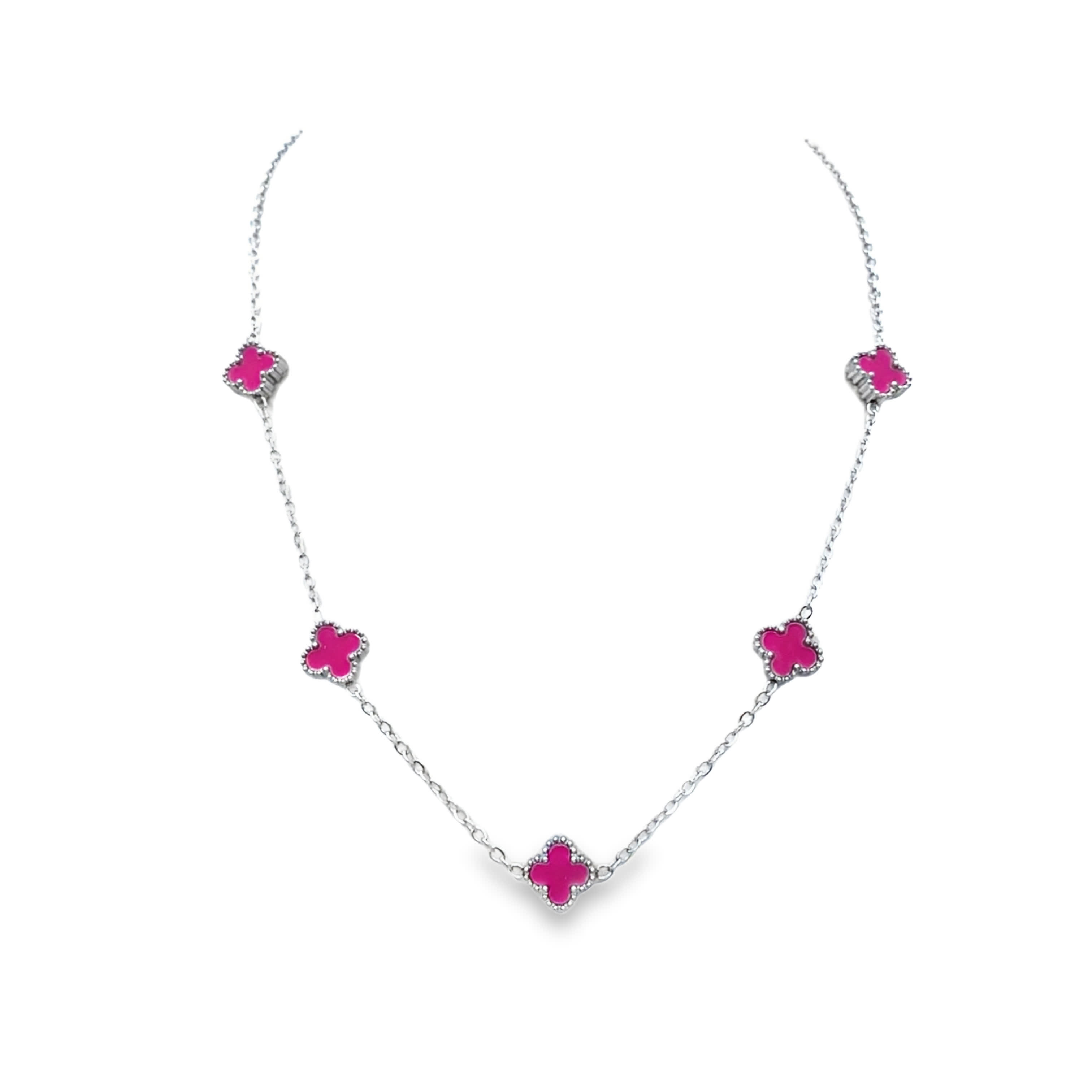 Srebrny naszyjnik Clover Station z białego złota