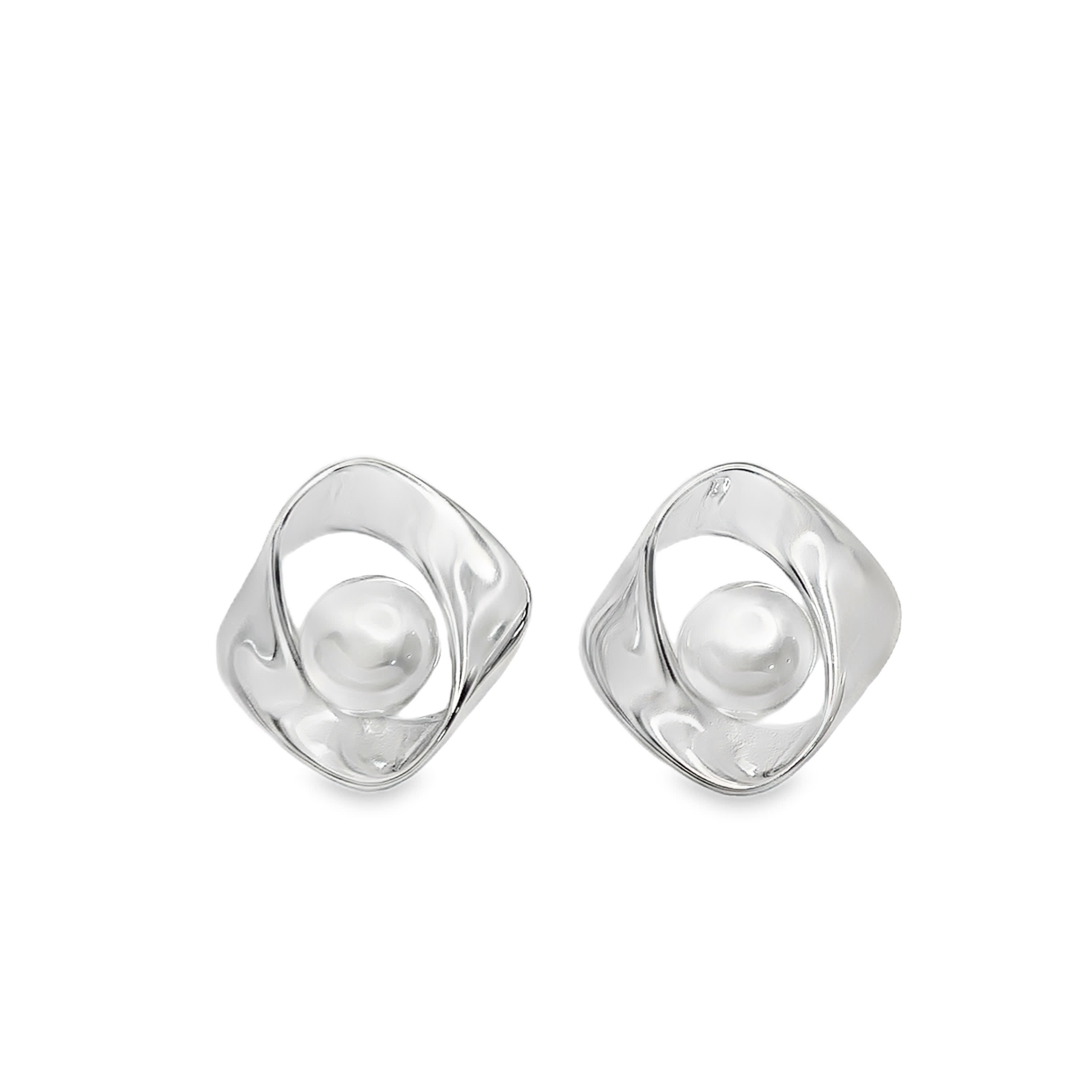 Metalowe kolczyki sztyfty z okrągłymi perłami kaboszonowymi