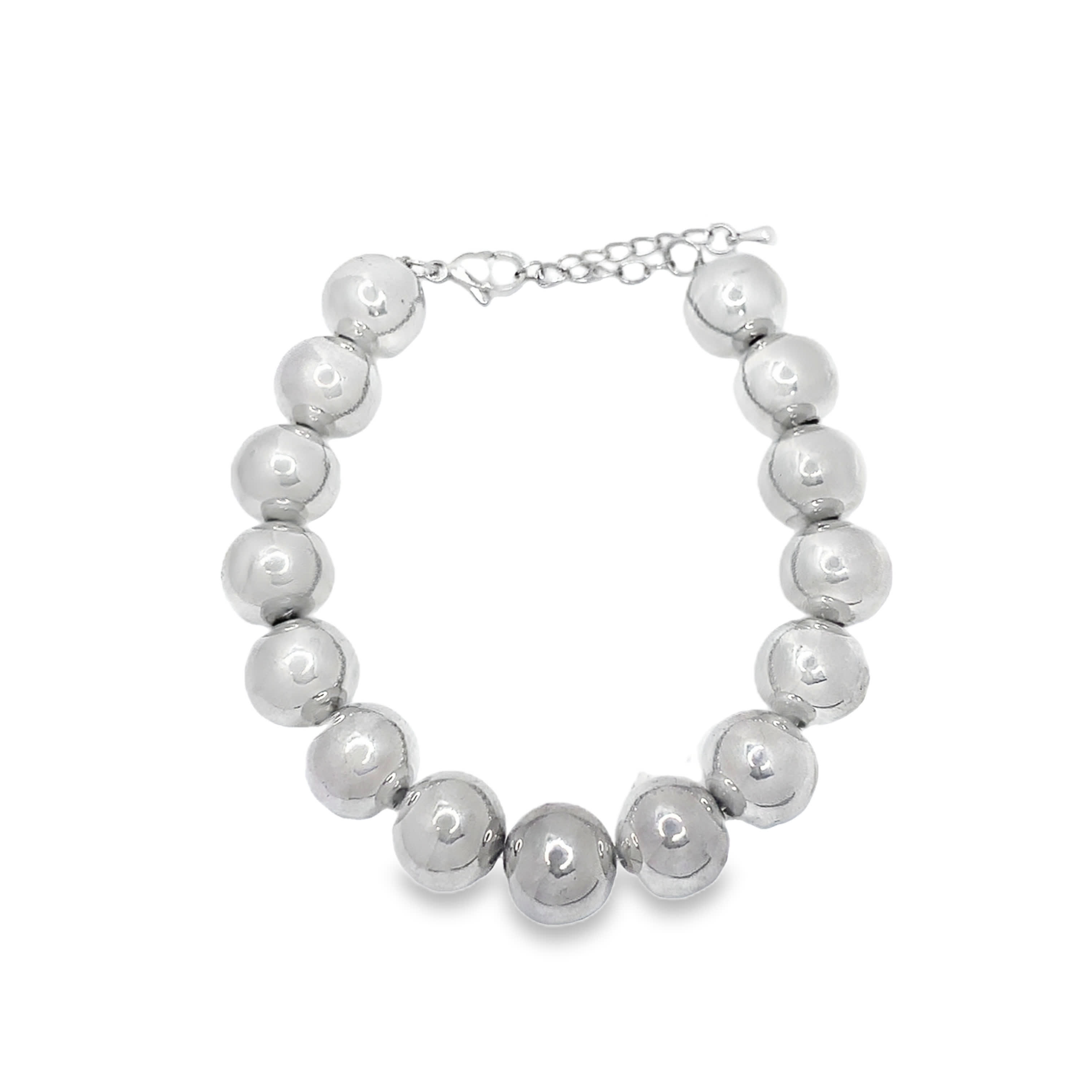 Nowoczesna metalowa bransoletka z kulistych koralików