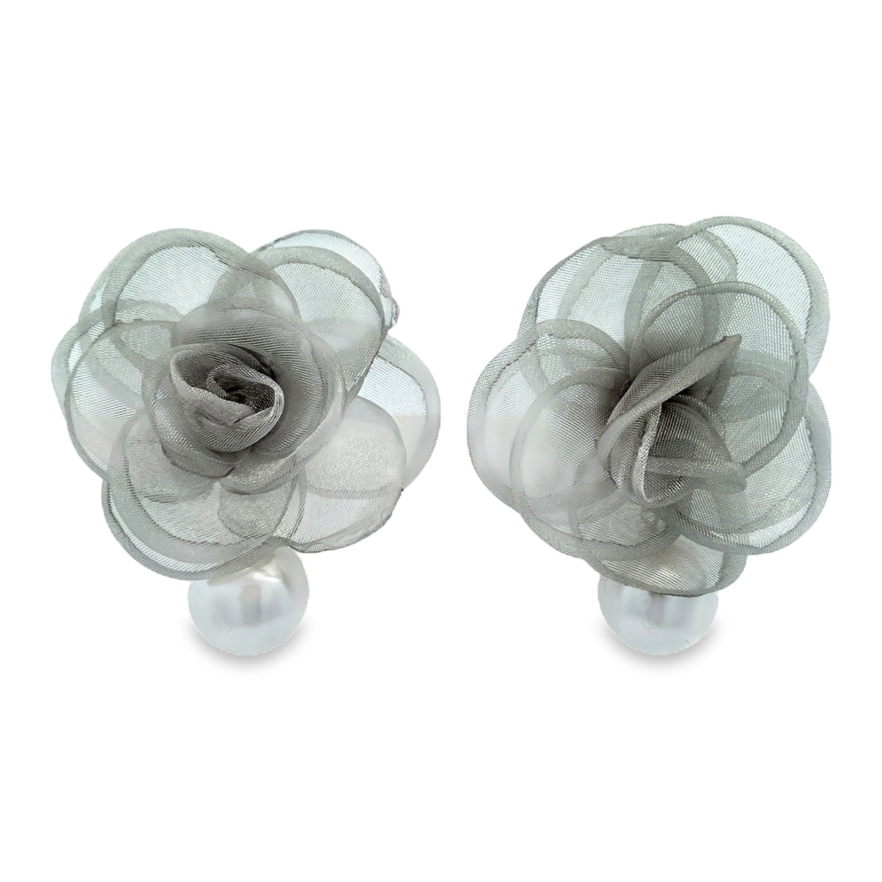 Kolczyki sztyfty kwiatki z okrągłymi perłowymi akcentami