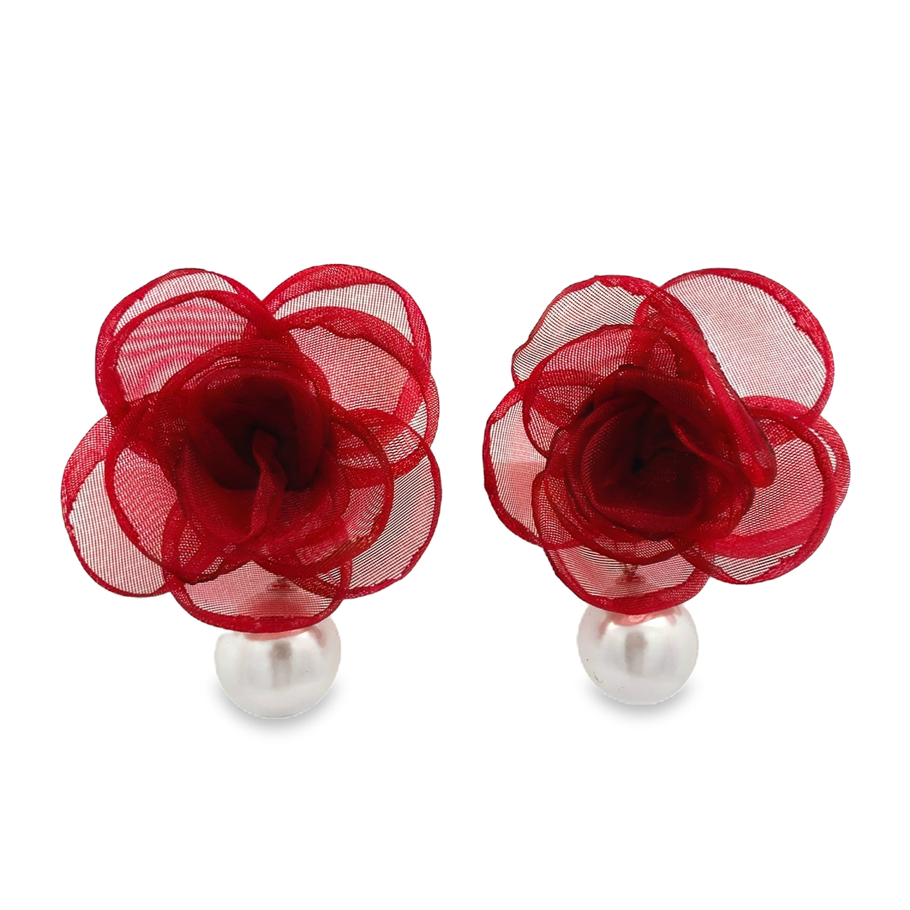 Kolczyki sztyfty kwiatki z okrągłymi kaboszonowymi perłami