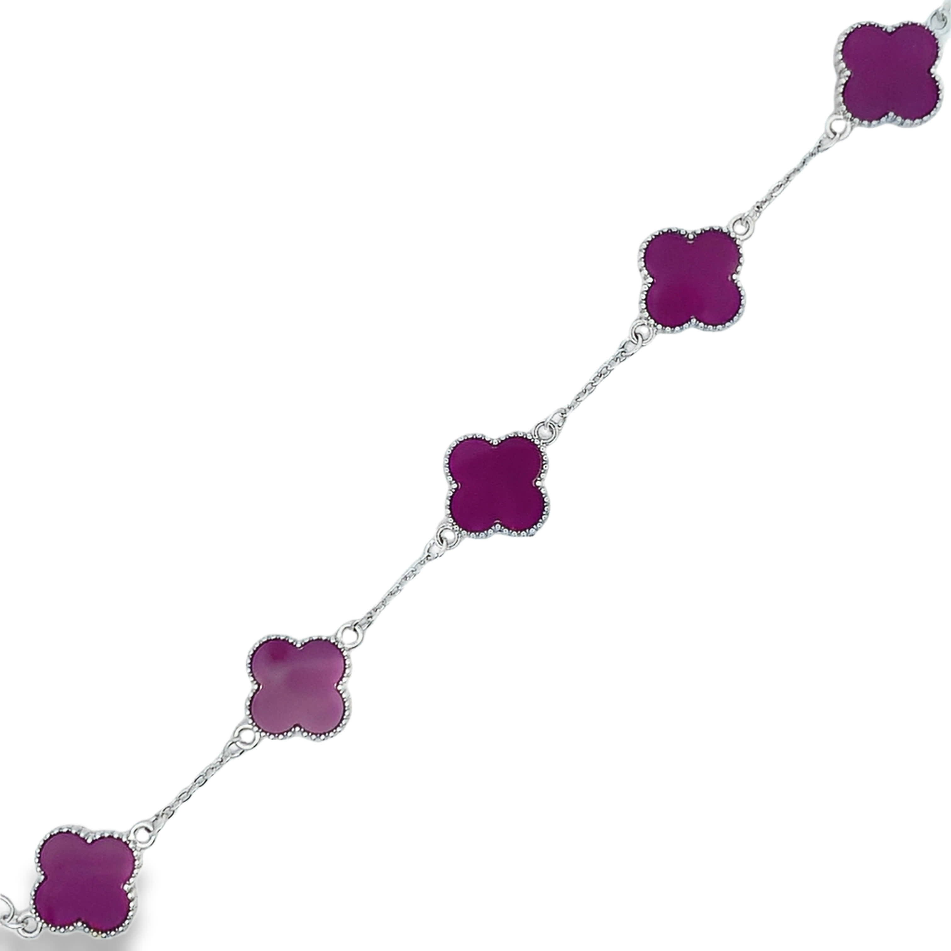 Posrebrzana bransoletka z gwiazdą z fioletowego kamienia