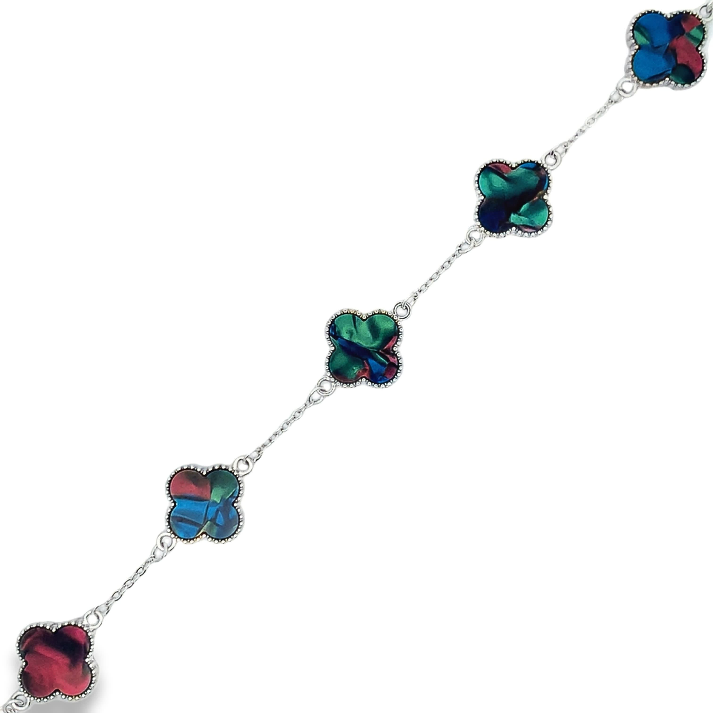 Posrebrzana bransoletka z fioletowym kamieniem kaboszon