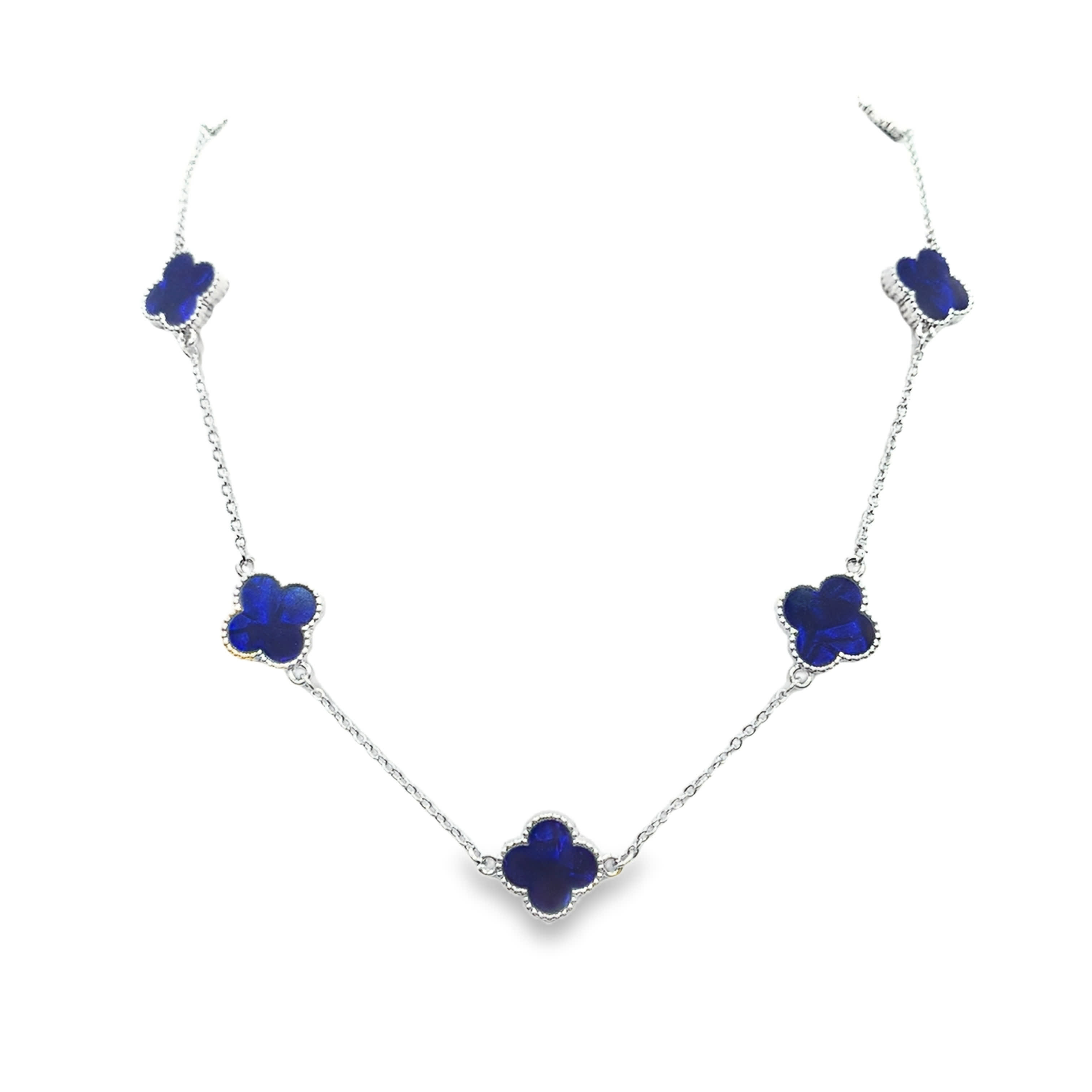 Posrebrzany naszyjnik charms z kaboszonem kamienia lapis lazuli