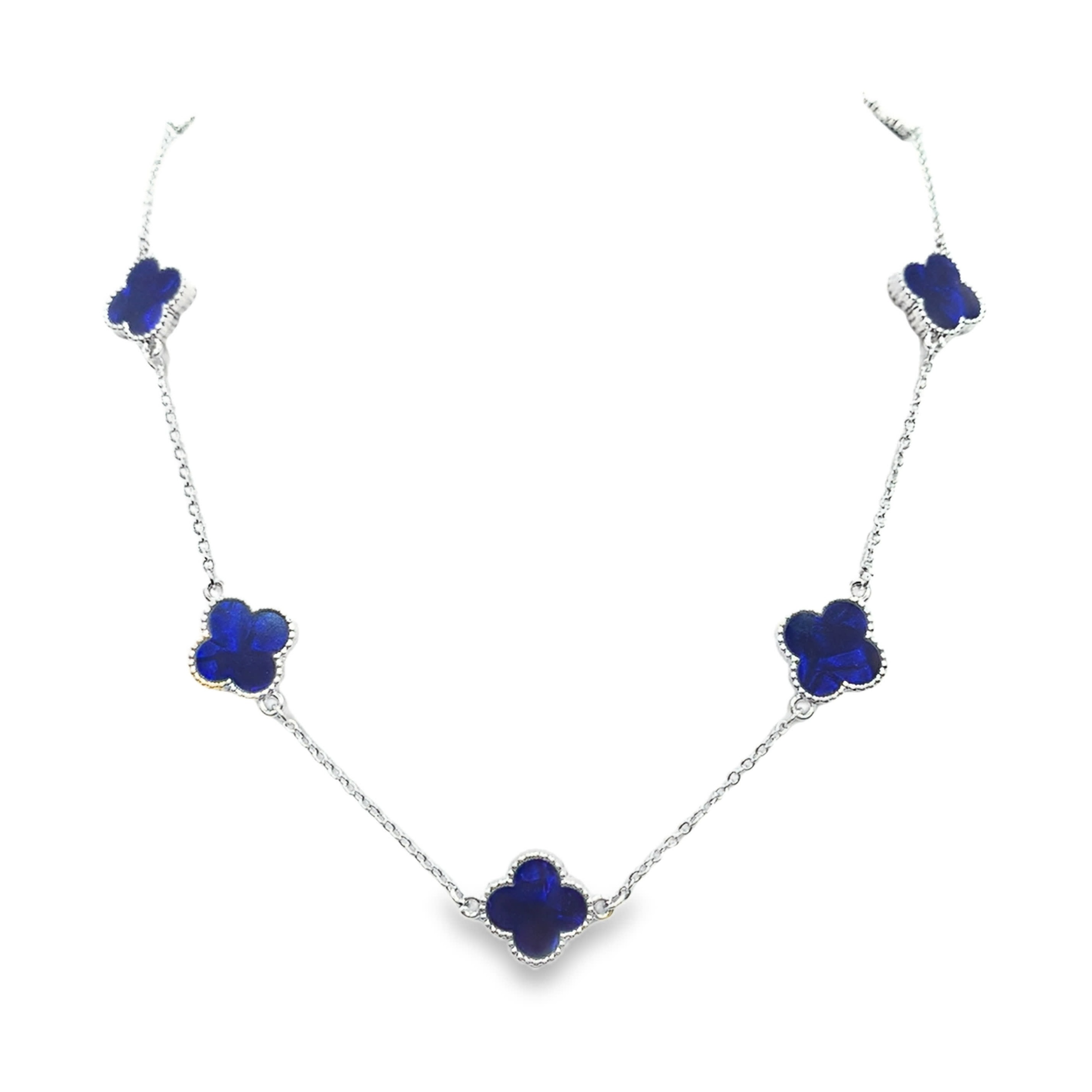 Posrebrzany naszyjnik charms z kaboszonem kamienia lapis lazuli