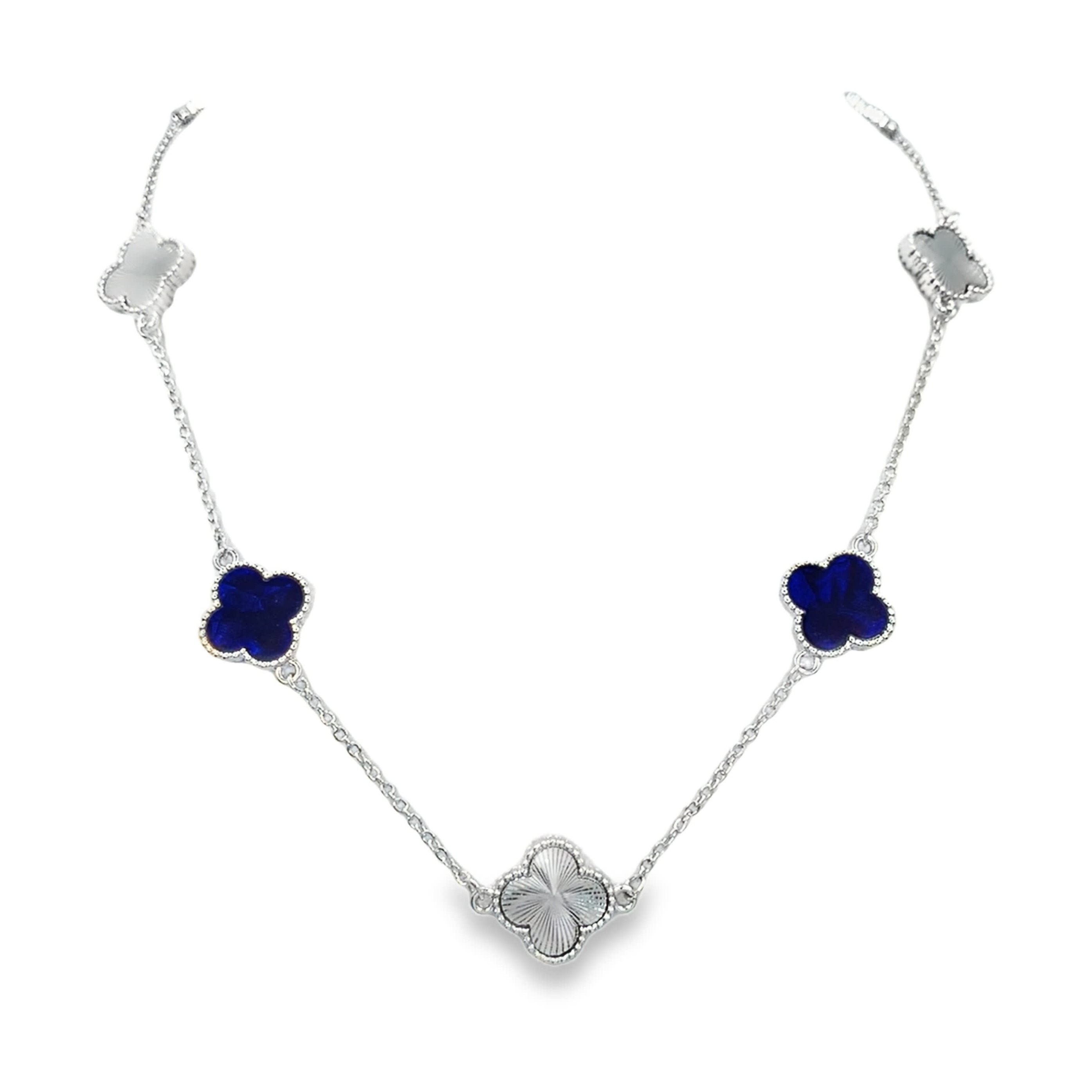 Posrebrzany elegancki naszyjnik charms barokowy z rzeźbionym kamieniem lapis lazuli