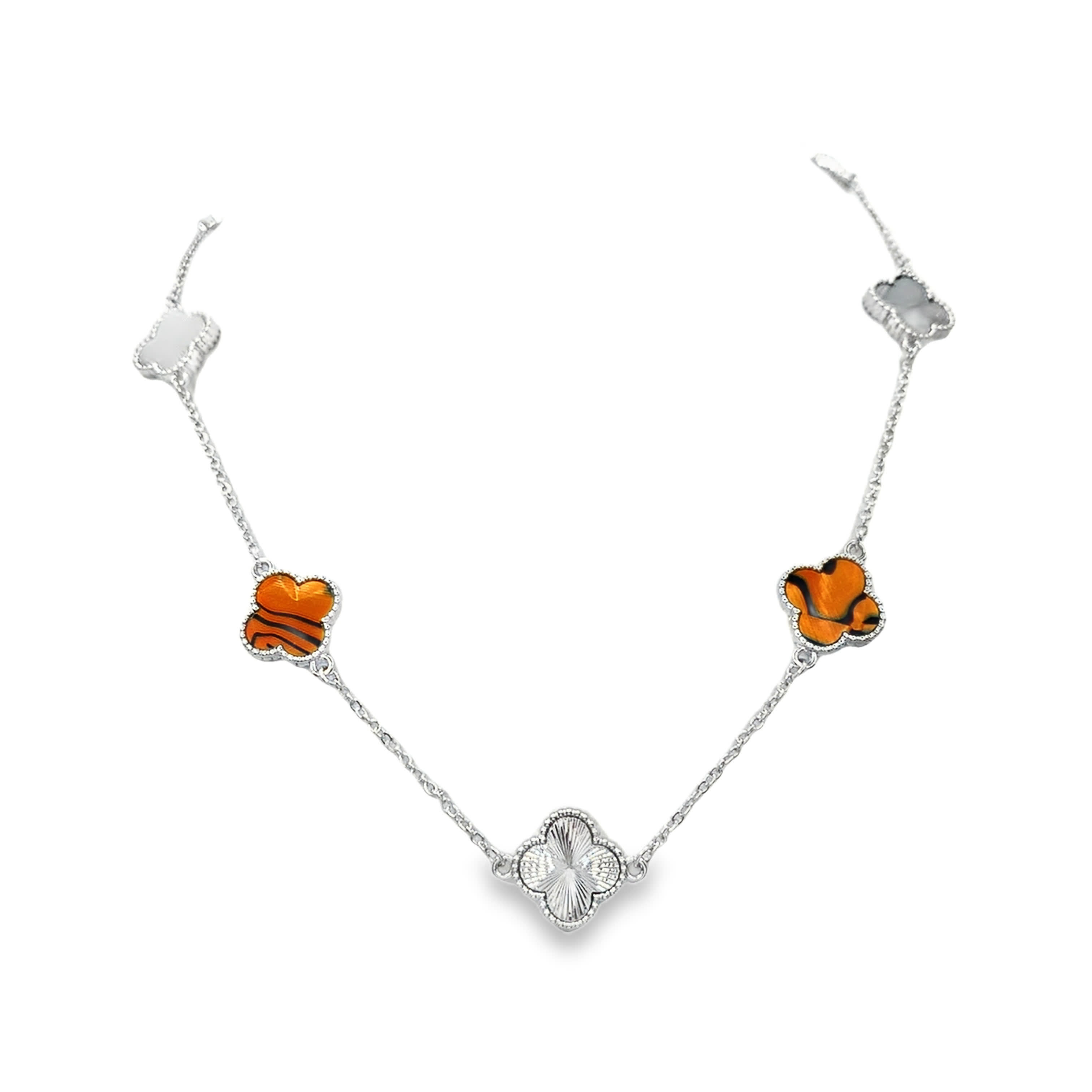 Posrebrzany minimalistyczny naszyjnik charms z kaboszonem kamienia żółtopomarańczowego agatu