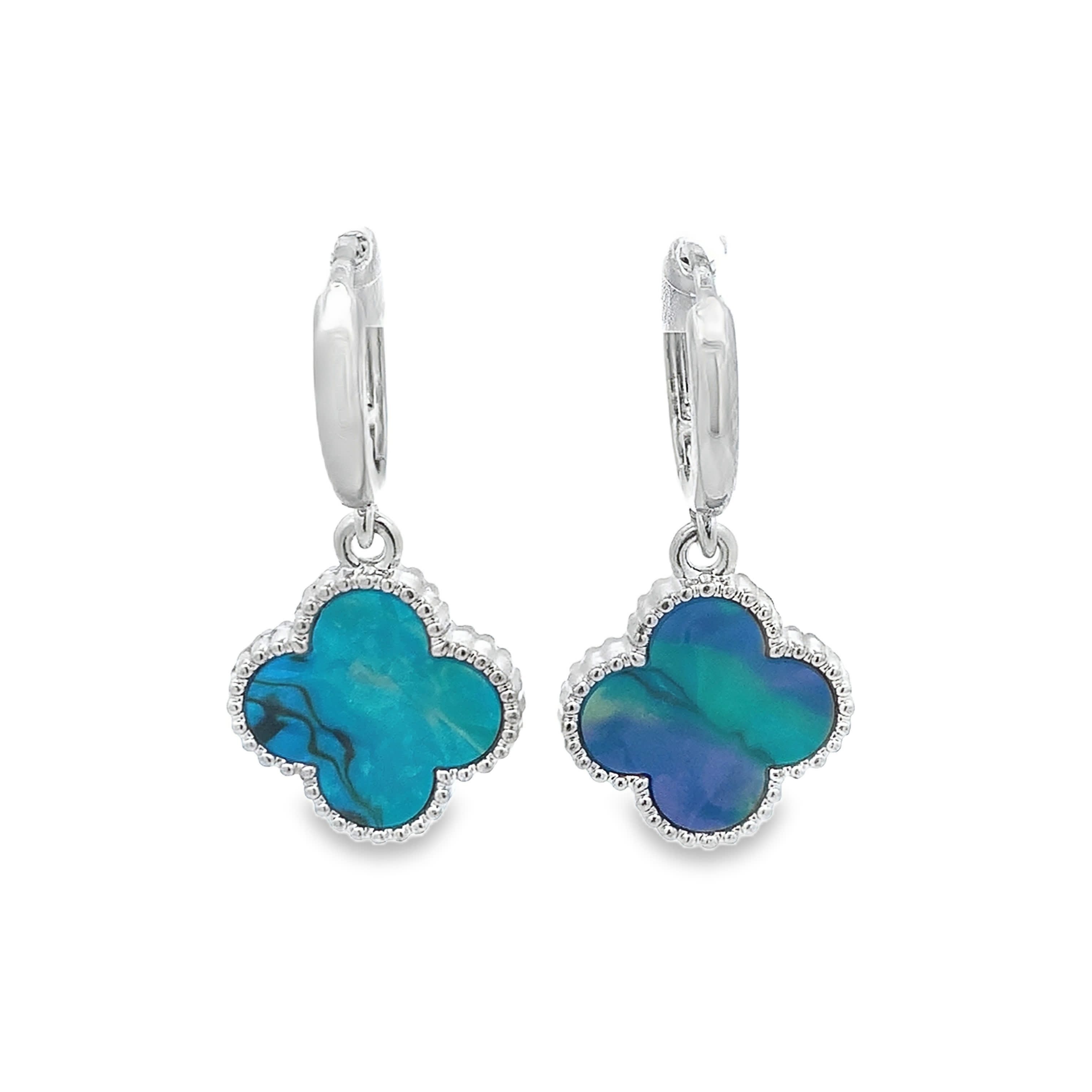 Cushion Cabochon Turquoise and Diamond White Gold Drop Earrings