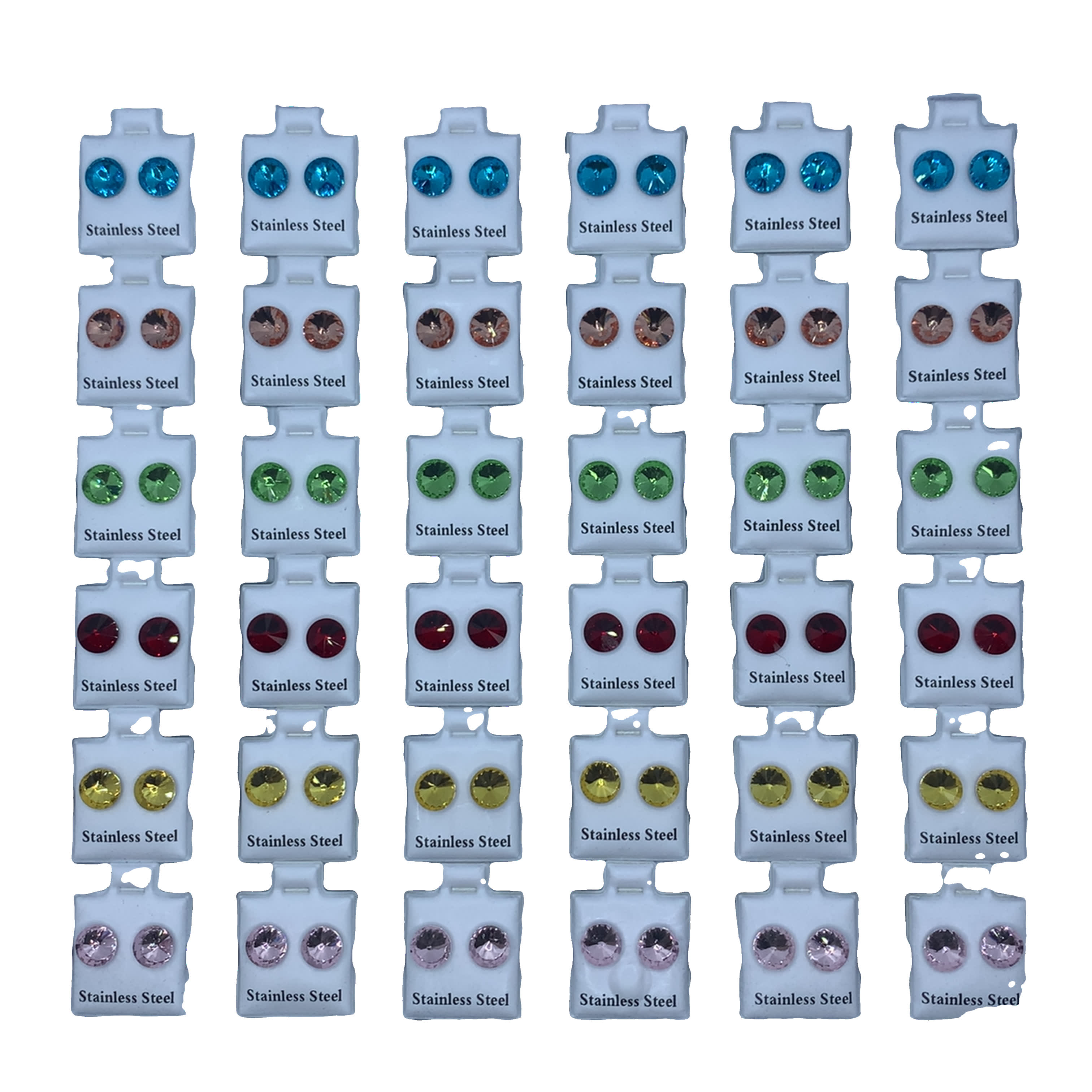 Posrebrzane kolczyki z brylantowymi niebieskimi kryształkami