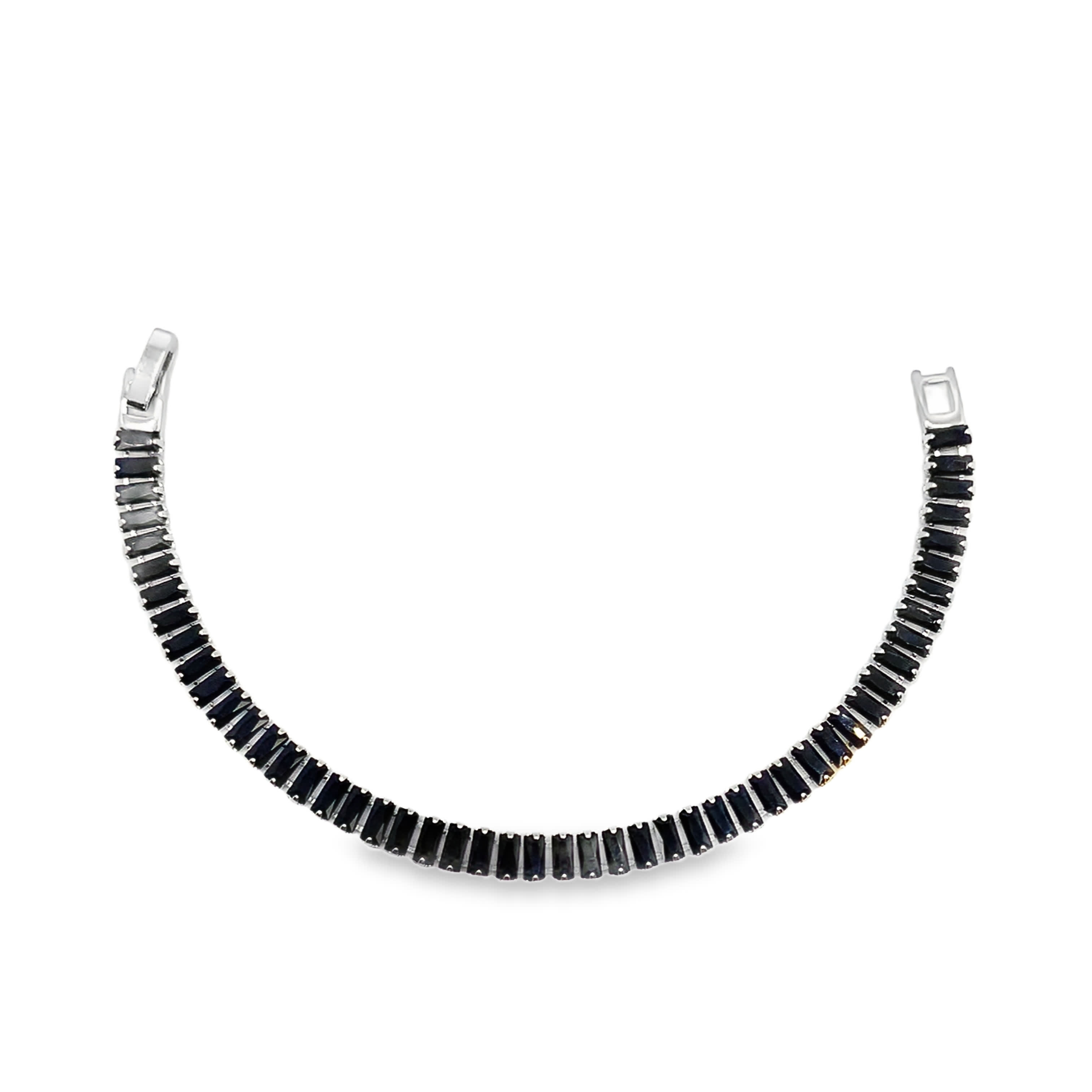 Posrebrzana bransoletka tenisowa z onyksem bagietkowym