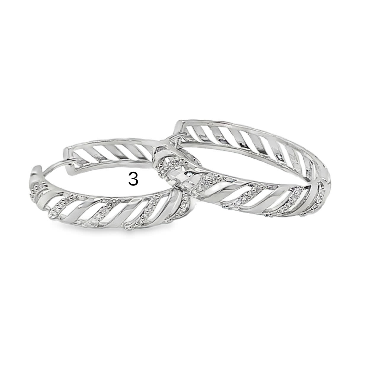 Posrebrzane kolczyki koła z okrągłymi kamieniami