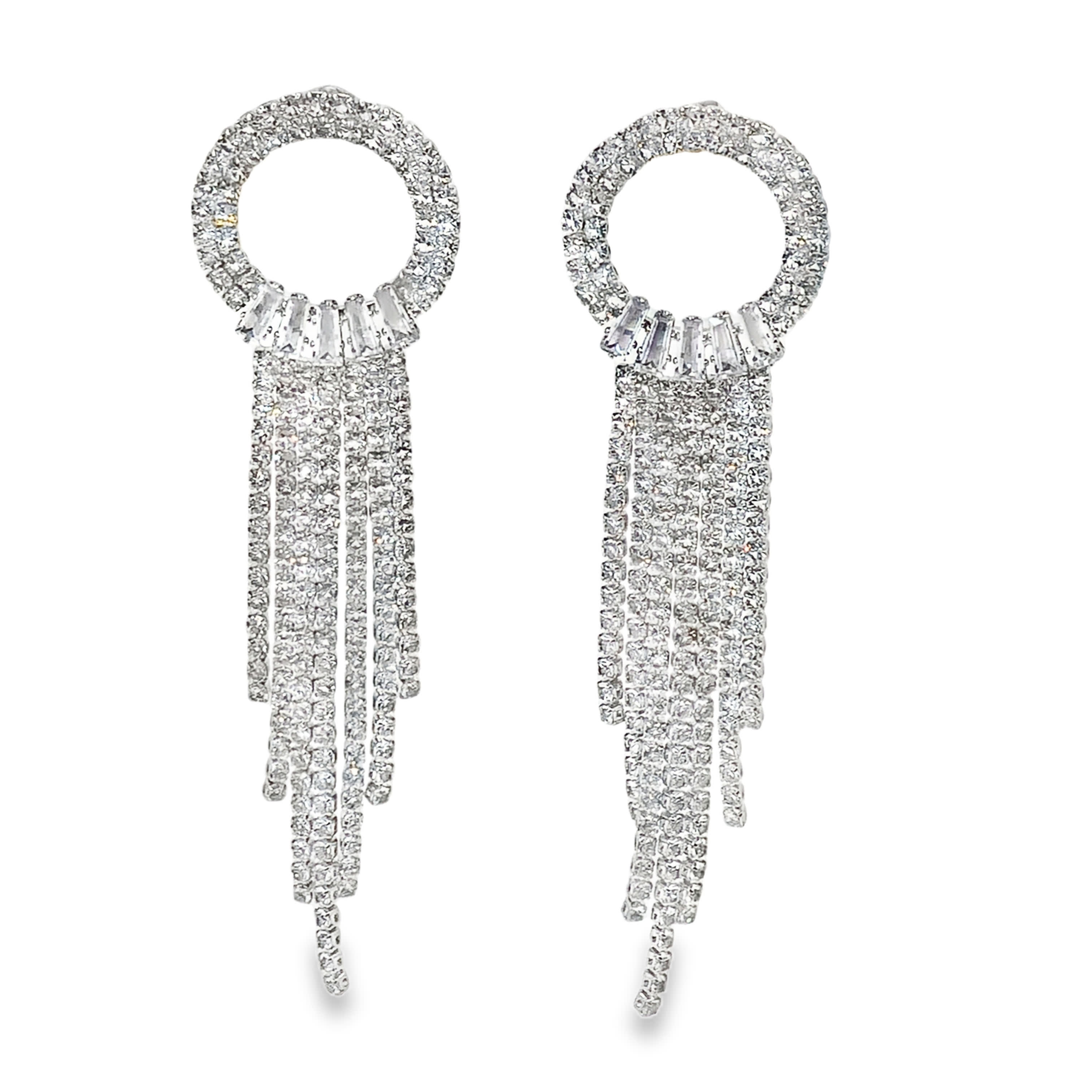 Kolczyki wiszące Crystal Cascade Silver