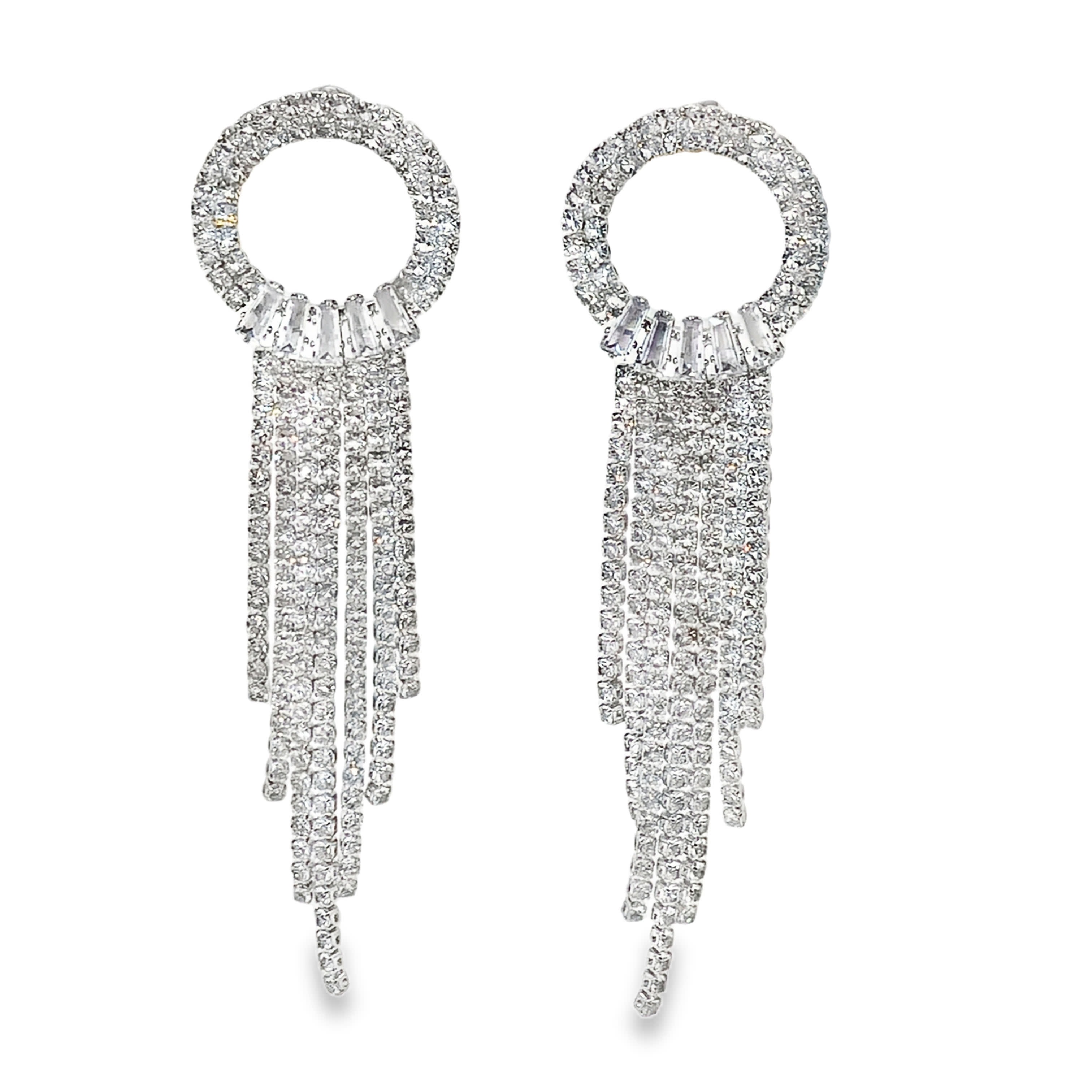 Kolczyki wiszące Crystal Cascade Silver