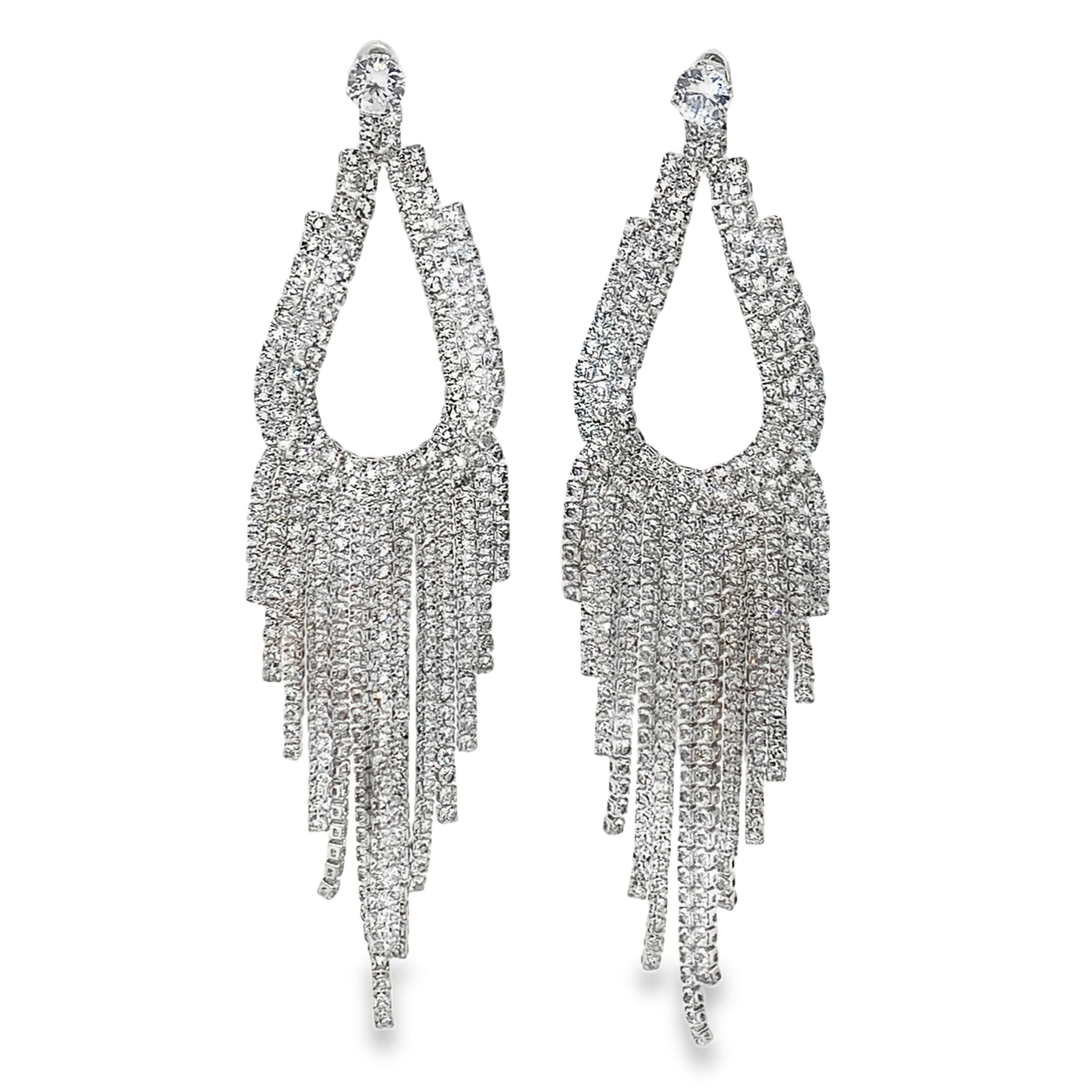 Posrebrzane wiszące kolczyki z kryształami