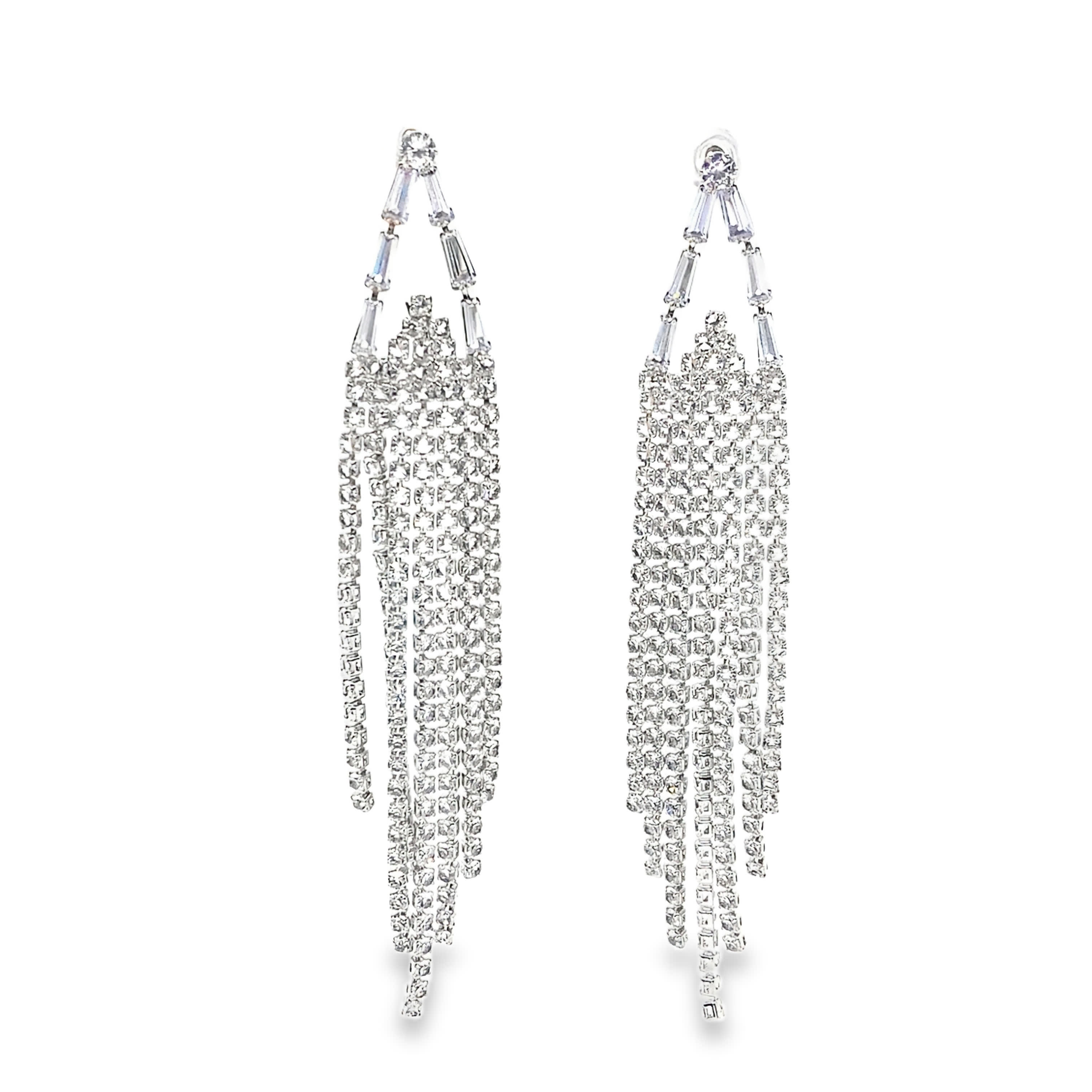 Posrebrzane wiszące kolczyki z kryształowymi kulkami